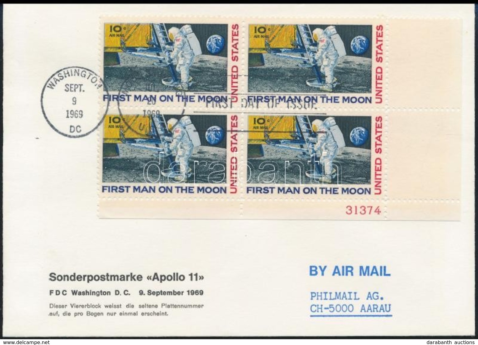 1969 Holdraszállás FDC,
First Man On The Moon FDC - Autres & Non Classés