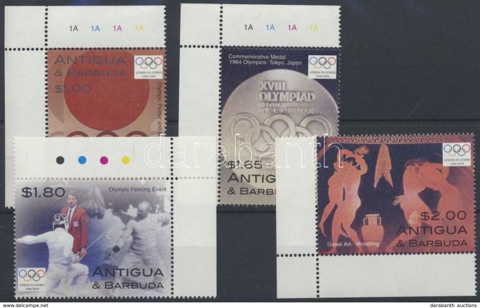 ** 2004 Olimpia Athén ívsarki Sor Mi 4097-4100 - Autres & Non Classés