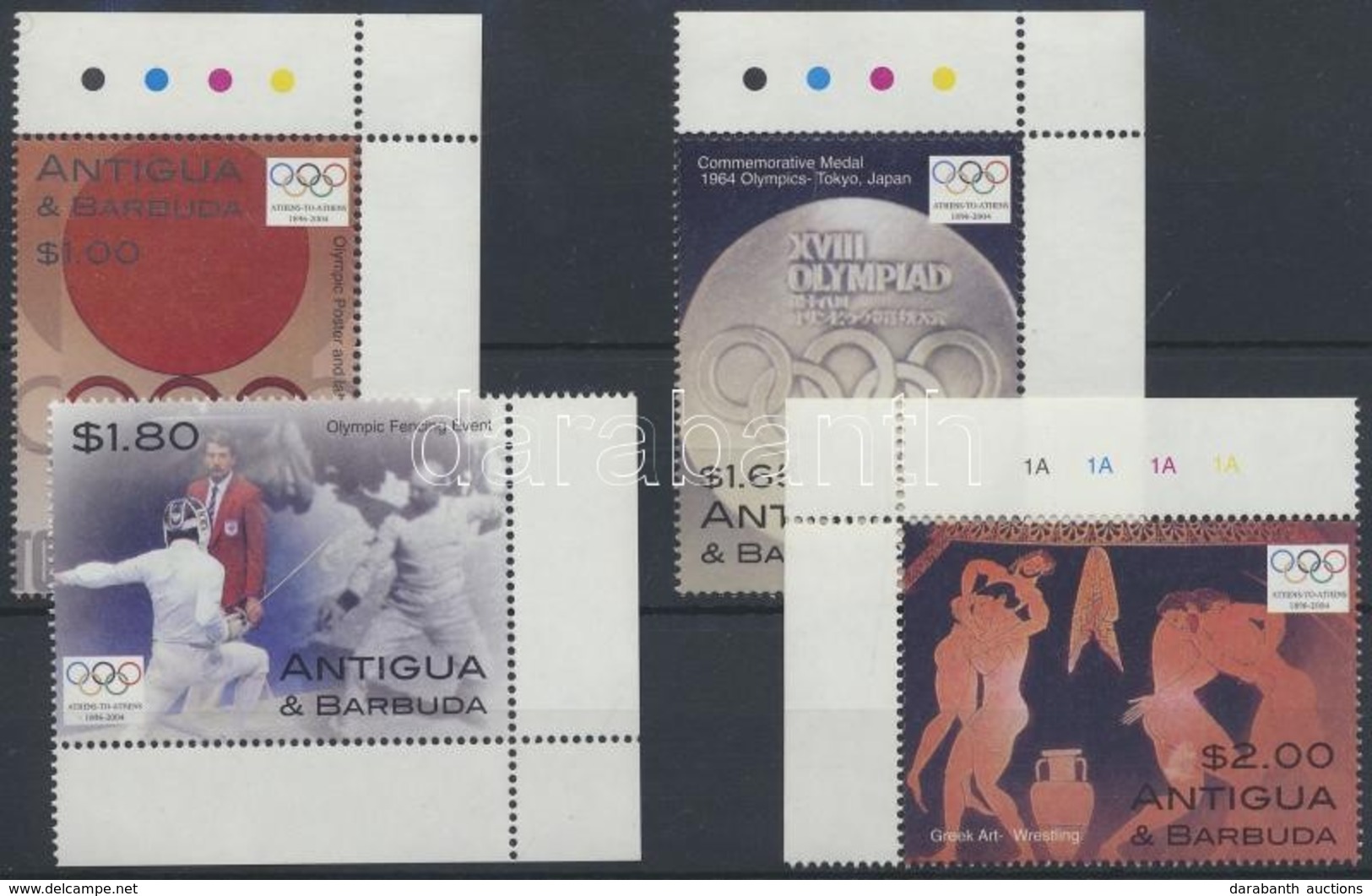 ** 2004 Olimpia Athén ívsarki Sor Mi 4097-4100 - Autres & Non Classés