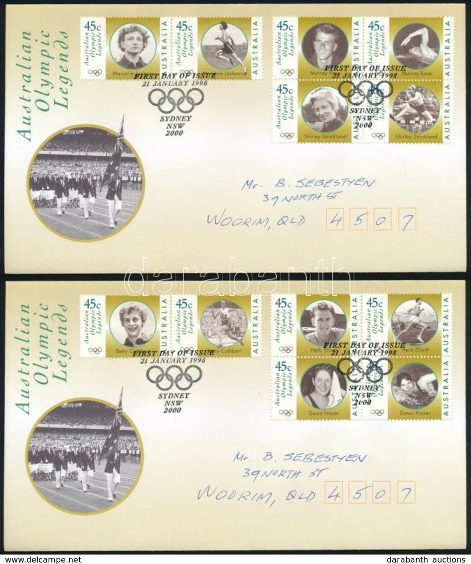 1998 Ausztrál Legendák: Olimpikonok Sor Mi 1693-1704 2 Db FDC-n - Autres & Non Classés