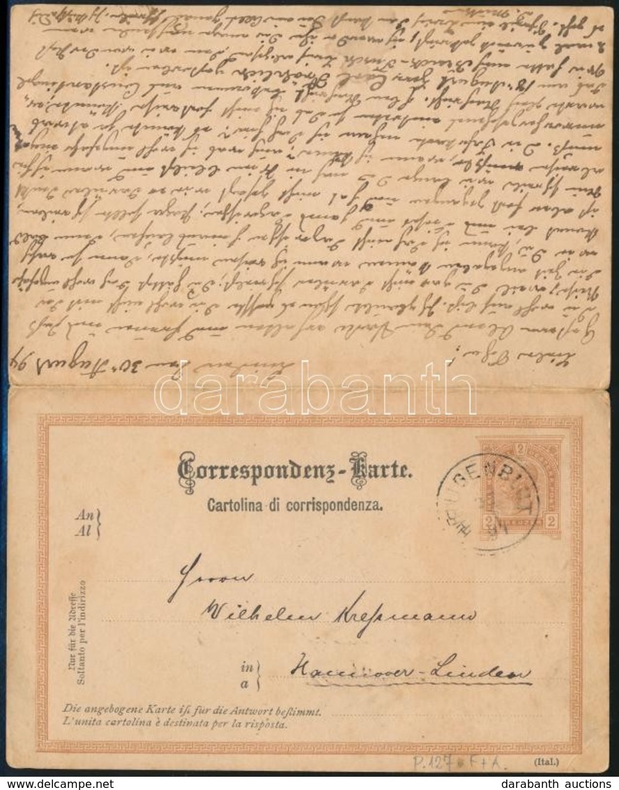 1894 Válaszos Díjjegyes Levelezőlap &quot;HEILIGENBLUT&quot; - Hannover Majd &quot;HANNOVER&quot; - Wien,
PS-reply Card - Autres & Non Classés