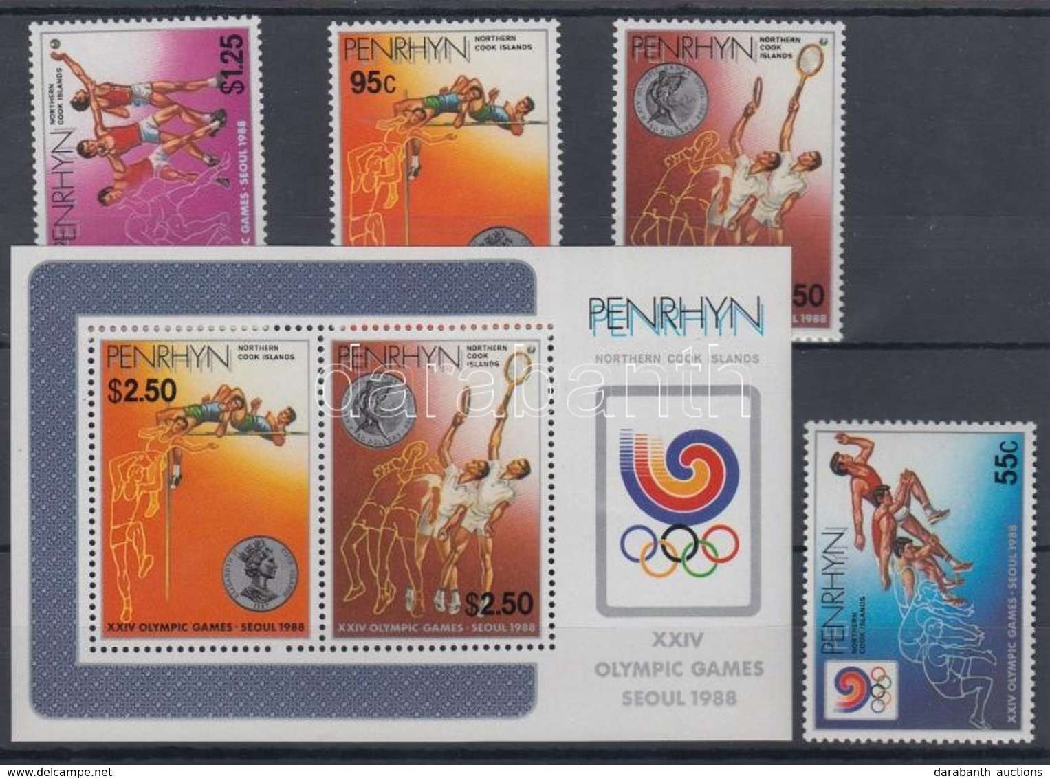 ** 1988 Nyári Olimpia, Szöul Sor Mi 483-486 + Blokk 80 - Autres & Non Classés