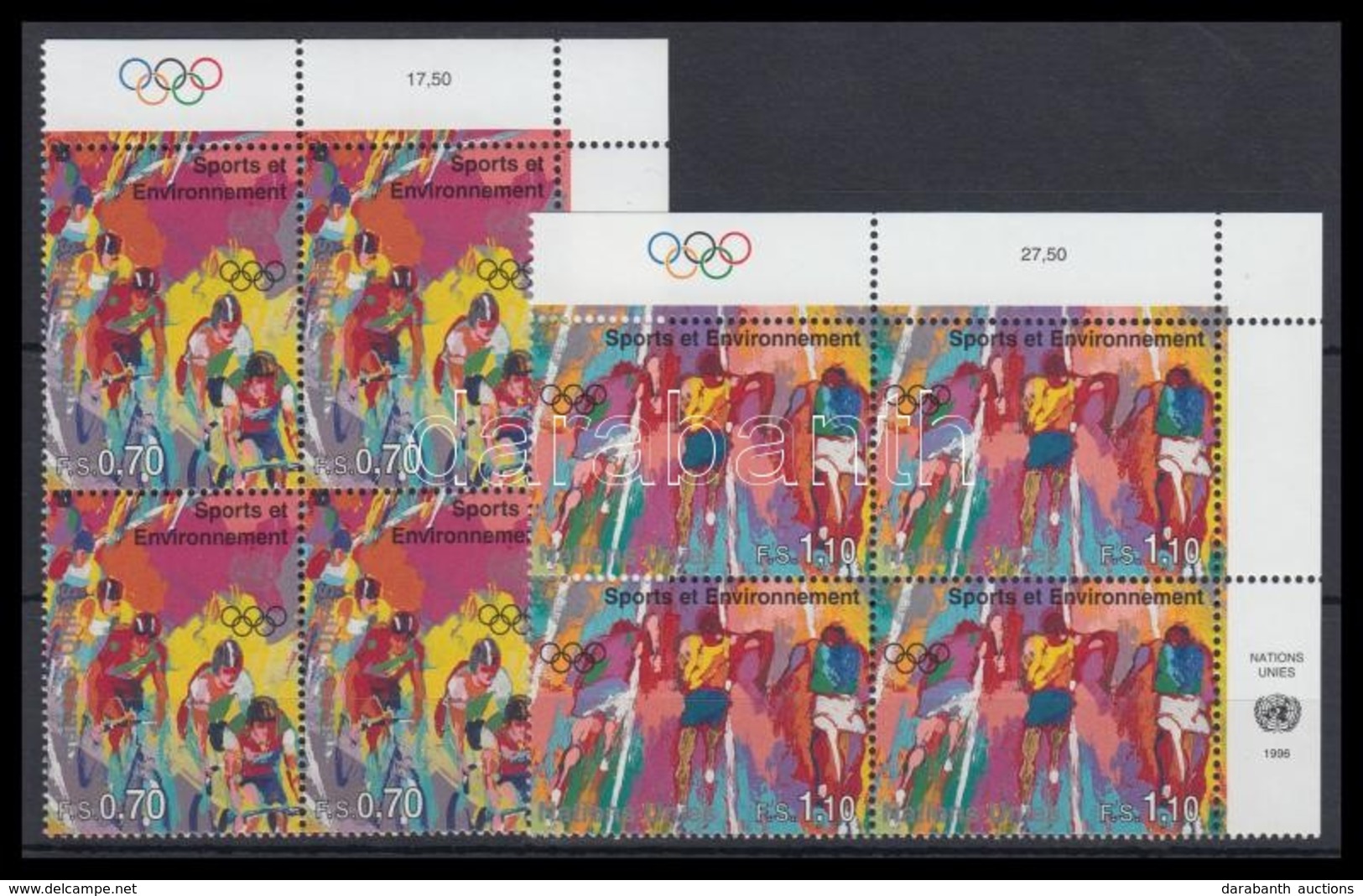 ** 1996 100 évesek Az újkori Olimpiai Játékok Sor ívsarki Négyestömbökben Mi 297-298 - Autres & Non Classés