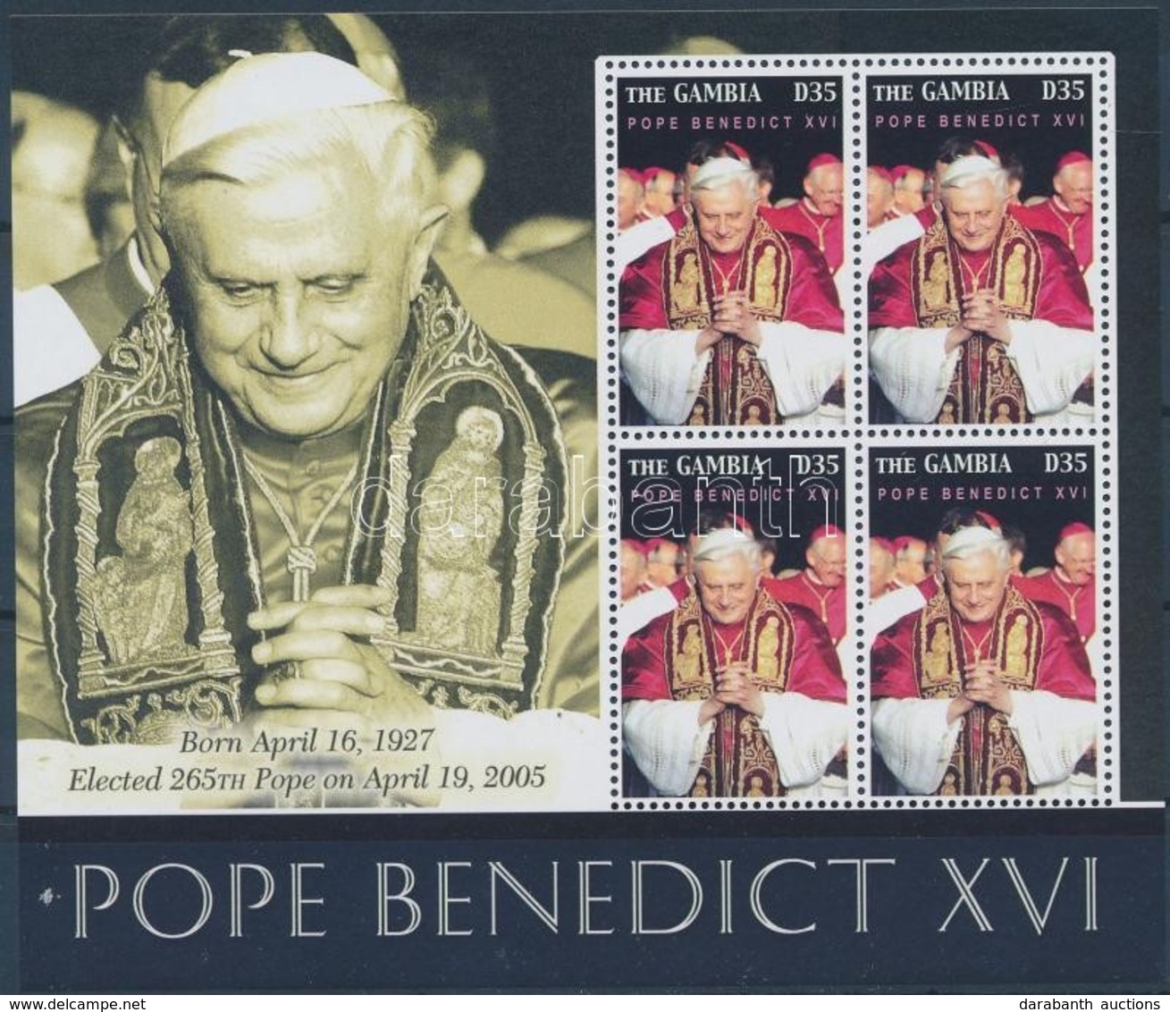 ** 2005 XVI. Benedek Pápa Kisív,
Pope Benedict XVI Minisheet
Mi 5611 - Altri & Non Classificati