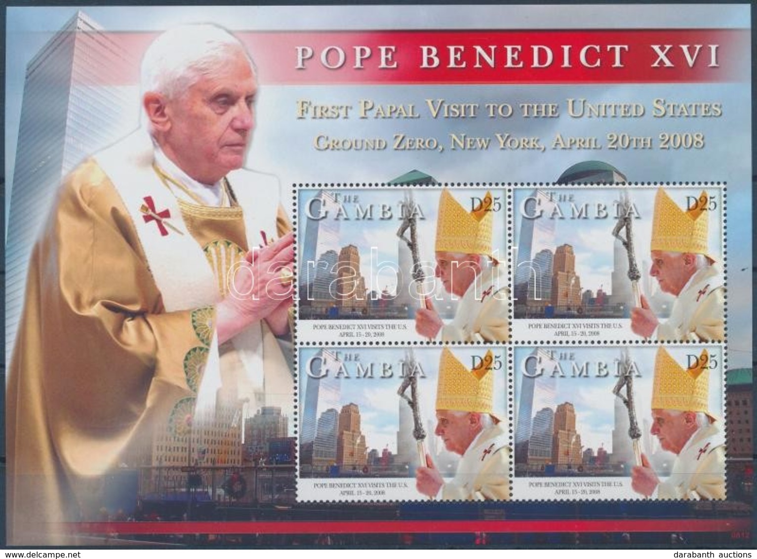 ** 2008 XVI. Benedek Pápa Kisív,
Pope Benedict XVI Minisheet
Mi 5994 - Altri & Non Classificati