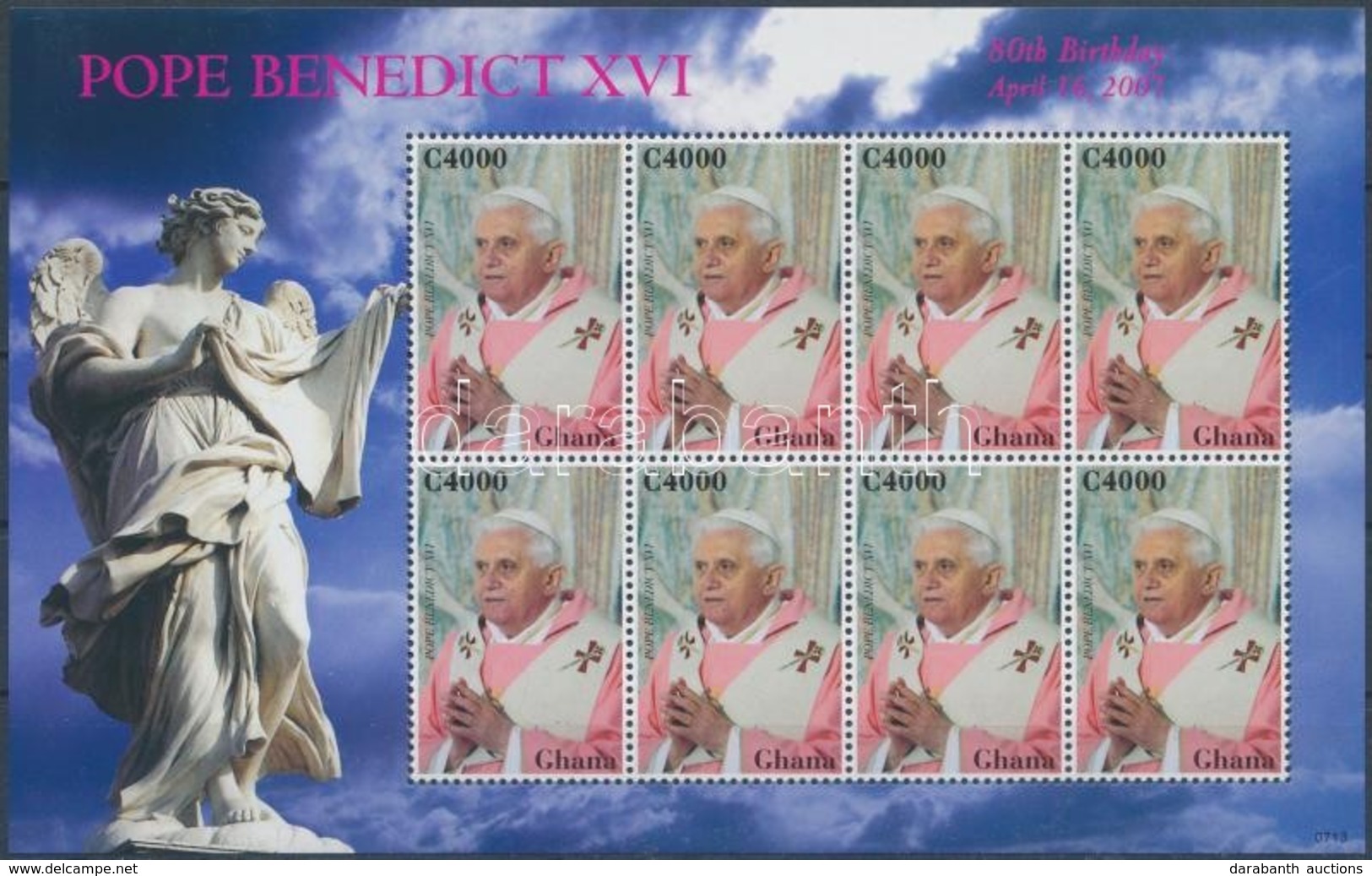 ** 2007 XVI. Benedek Pápa Kisív,
Pope Benedict XVI Minisheet
Mi 4023 - Altri & Non Classificati