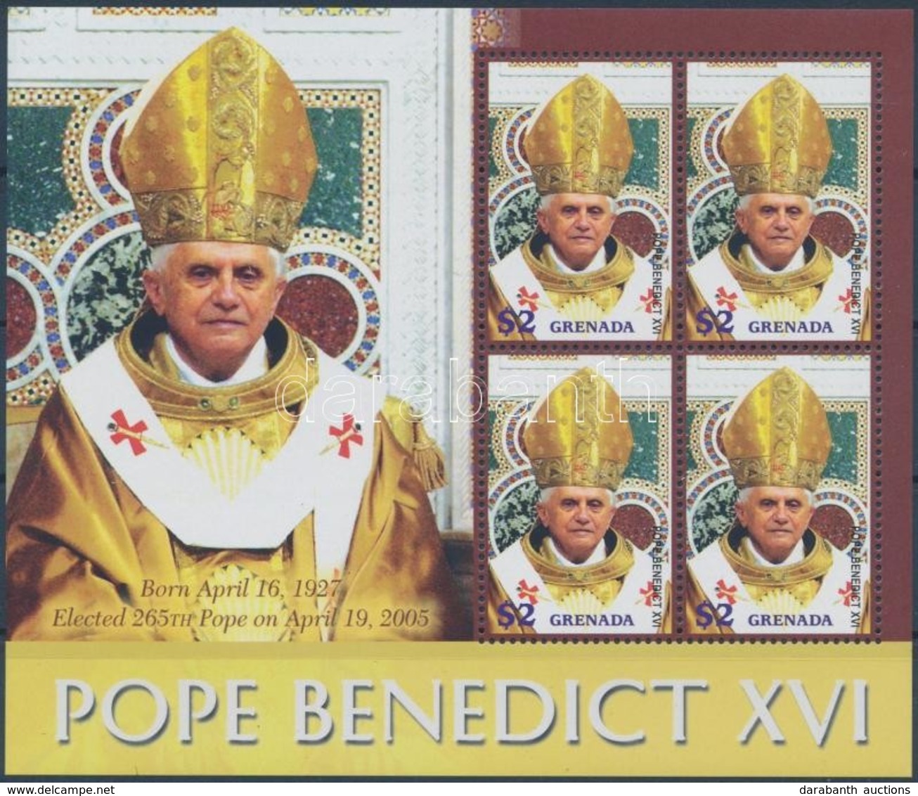 ** 2006 XVI. Benedek Pápa Kisív,
Pope Benedict XVI Minisheet
Mi 5699 - Otros & Sin Clasificación