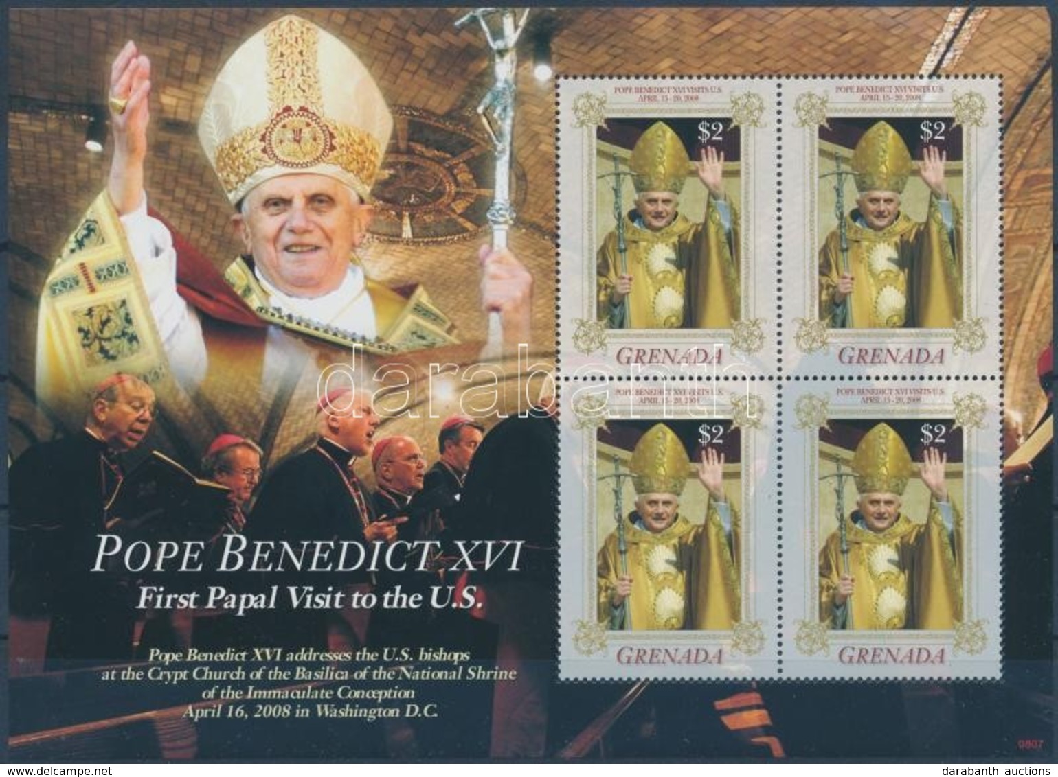 ** 2008 XVI. Benedek Pápa Kisív,
Pope Benedict XVI Minisheet
Mi 6059 - Autres & Non Classés