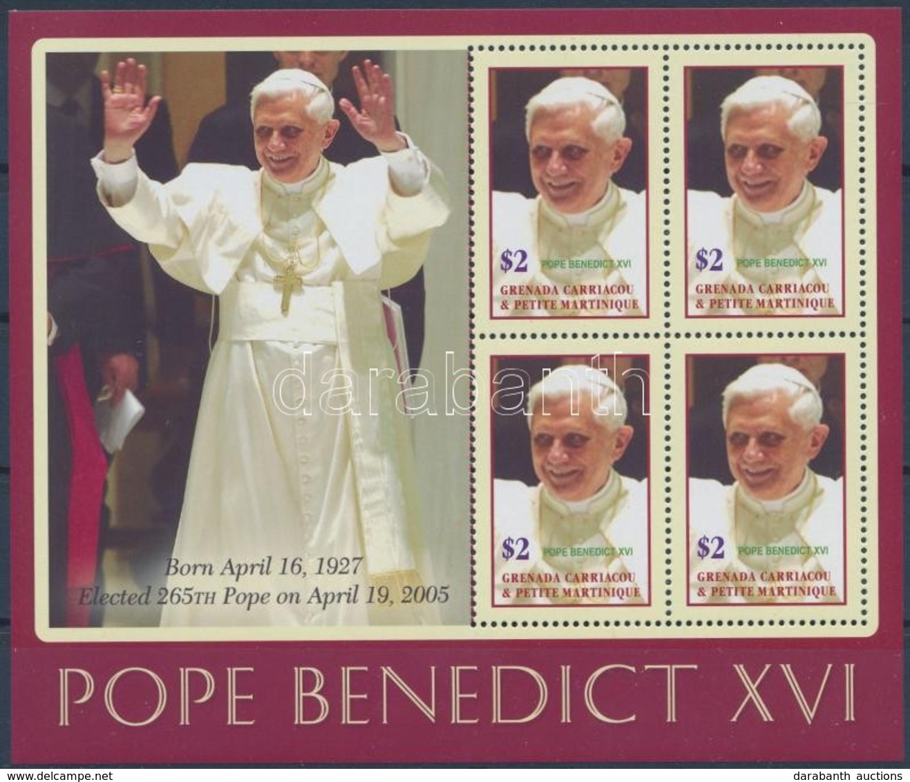 ** 2006 XVI. Benedek Pápa Kisív,
Pope Benedict XVI Minisheet
Mi 4251 - Altri & Non Classificati