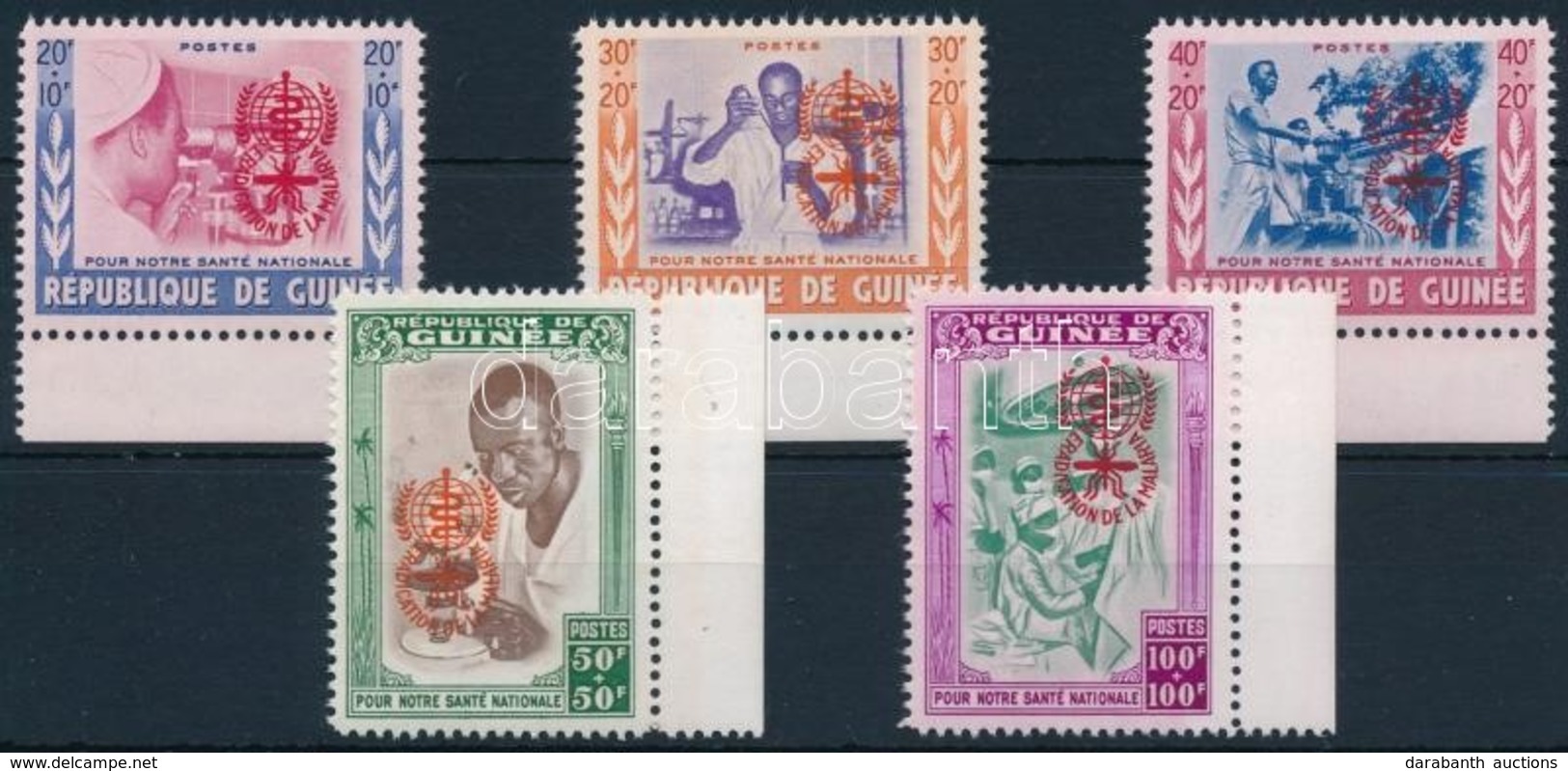 ** 1962 WHO Felülnyomott Sor,
WHO Overprinted Set
Mi 95-99 - Autres & Non Classés