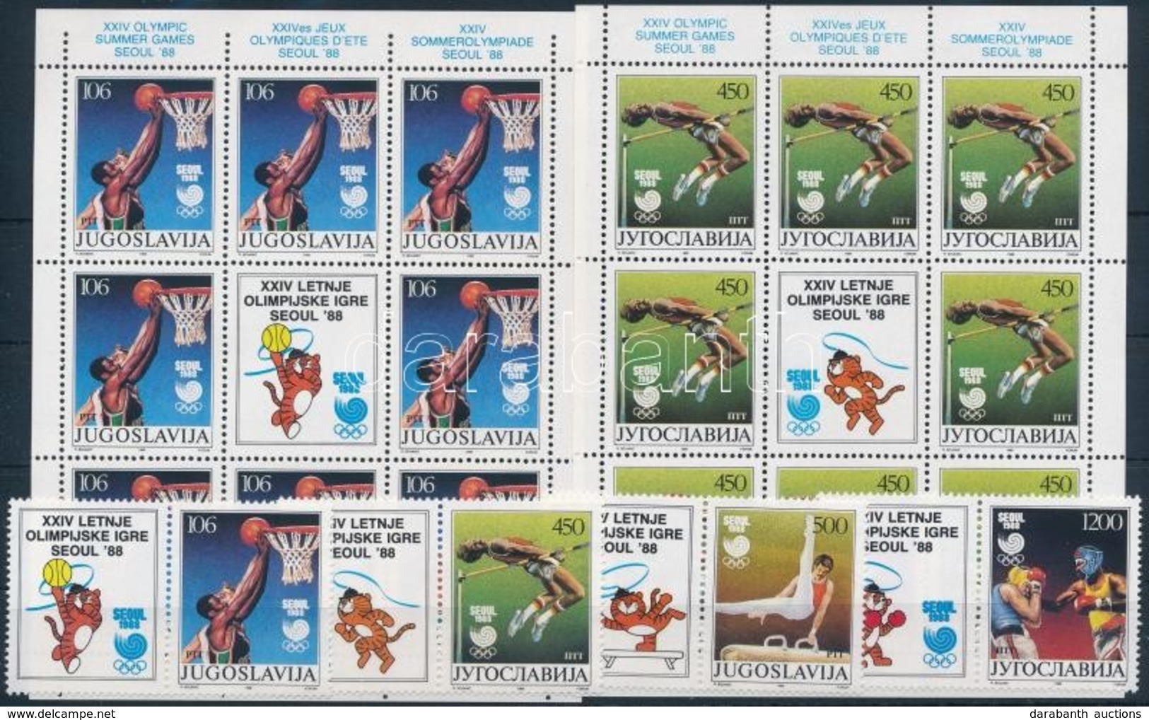 ** 1988 Nyári Olimpia; Szöul Szelvényes Sor + Kisívsor Mi 2267-2270 - Autres & Non Classés