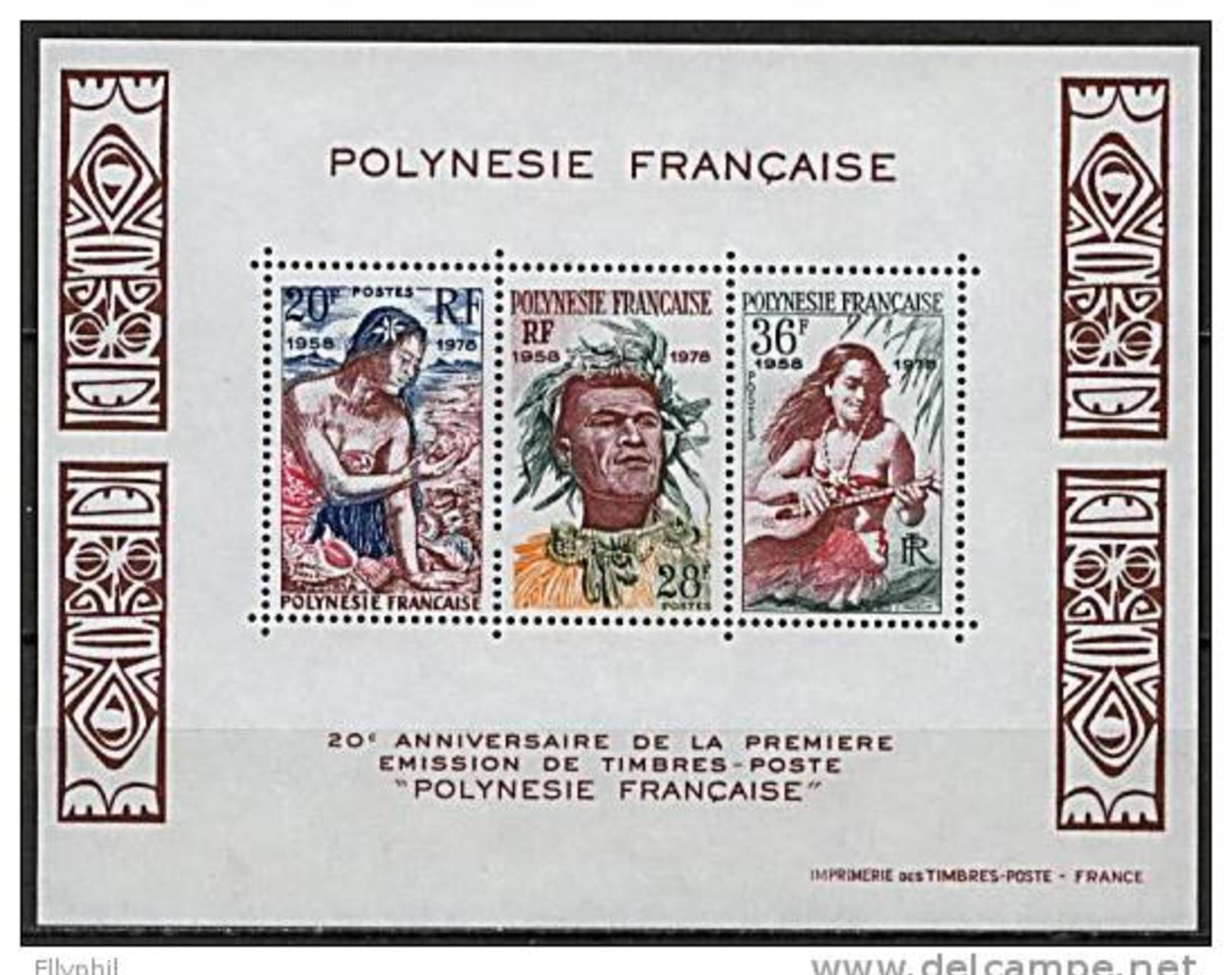 Polynésie, BF N° 04** Y Et T (Bloc-feuillet 4), 20ème Anniversaire De La Première émission De Polynésie. - Blocchi & Foglietti