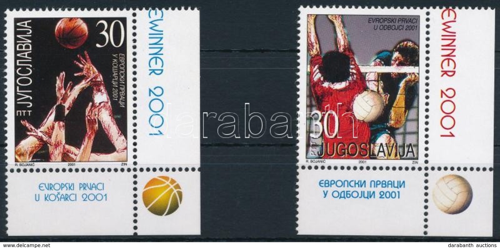 ** 2001 Kosárlabda és Röplabda EB Győzelem ívsarki Sor Mi 3044-3045 - Autres & Non Classés