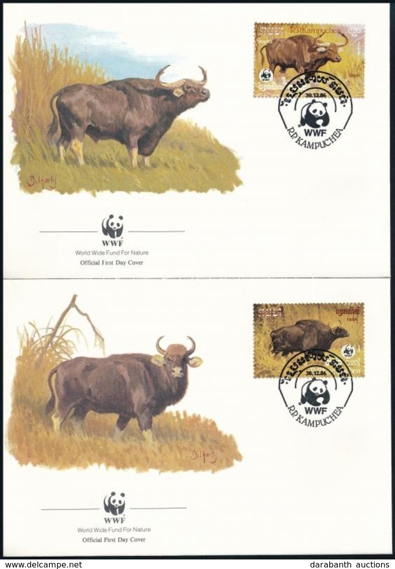 1986 WWF: Bivaly Sor  4 FDC,
WWF Buffalo Set On 4 FDC
Mi 823-826 - Autres & Non Classés