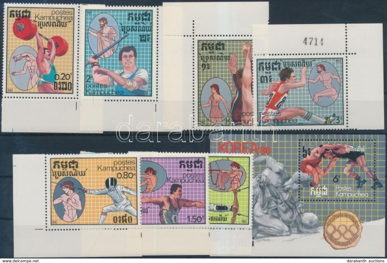 ** 1987 Olimpia ívsarki Sor Mi 838-844 + Blokk 151 - Autres & Non Classés