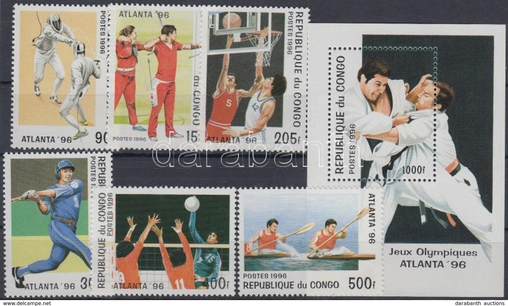 ** 1996 Nyári Olimpia, Atlanta Sor Mi 1434-1439 + Blokk 127 - Altri & Non Classificati