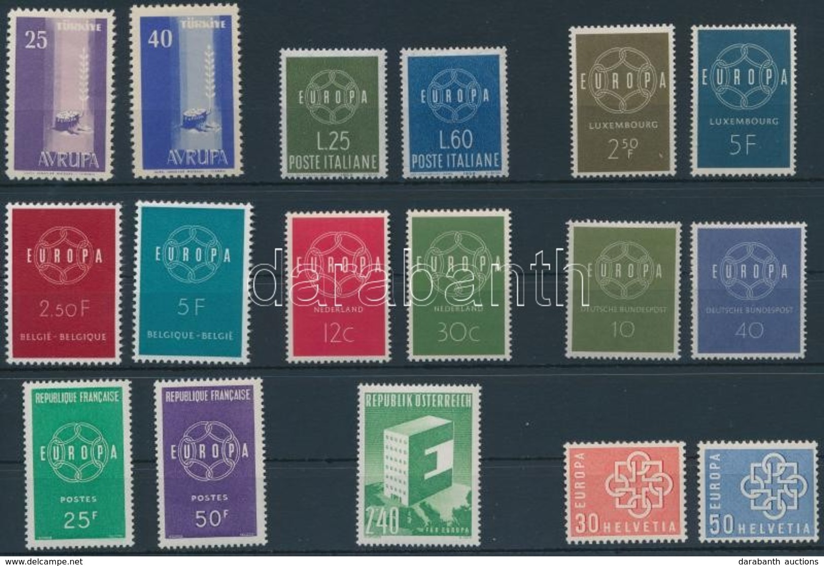 ** 1958 -1959  Europa CEPT  8 Klf Sor + 1 önálló Bélyeg - Autres & Non Classés