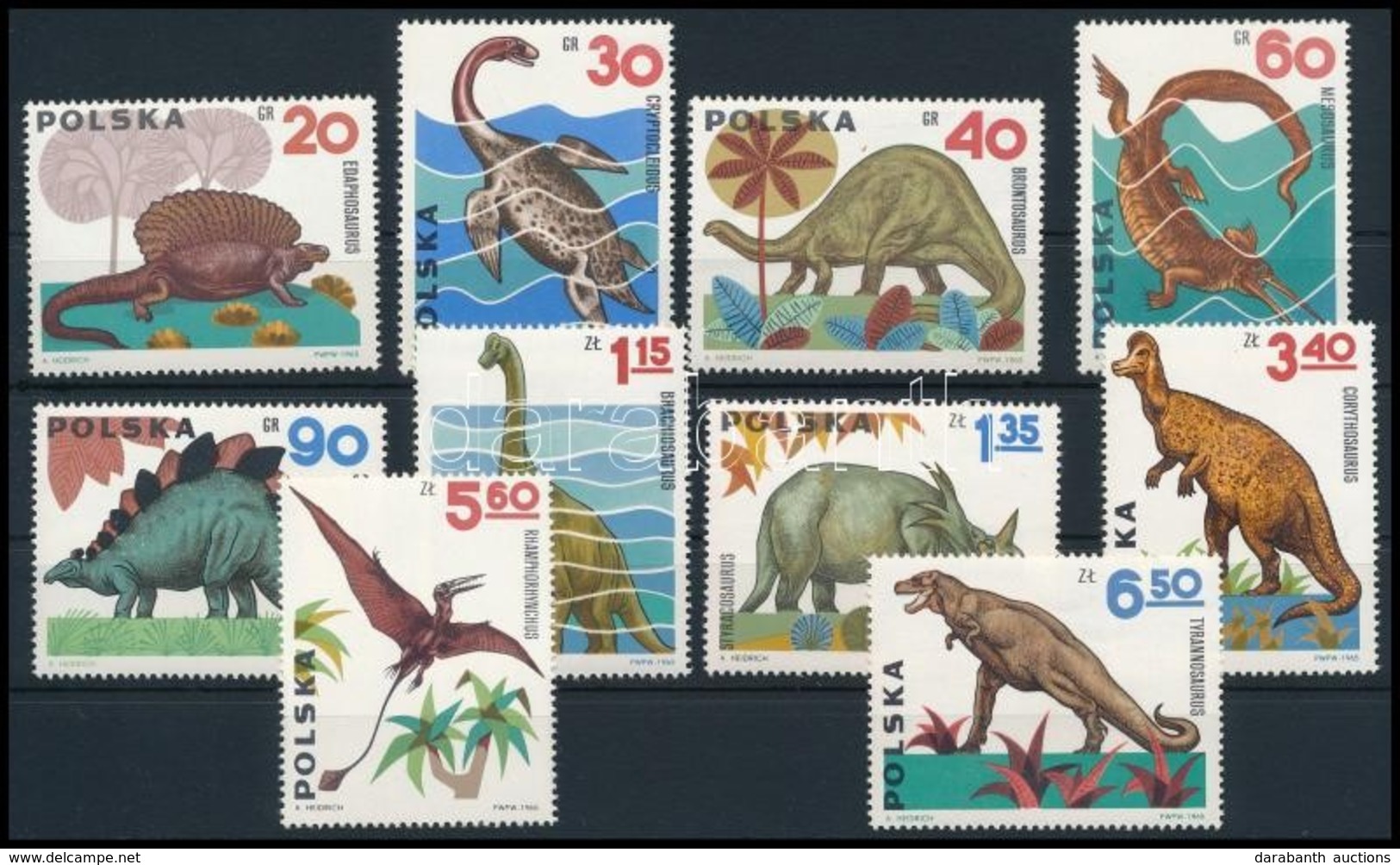 ** 1965 Ősállatok (I) Sor,
Prehistoric Animals (I) Set
Mi 1570 - 1579 - Altri & Non Classificati