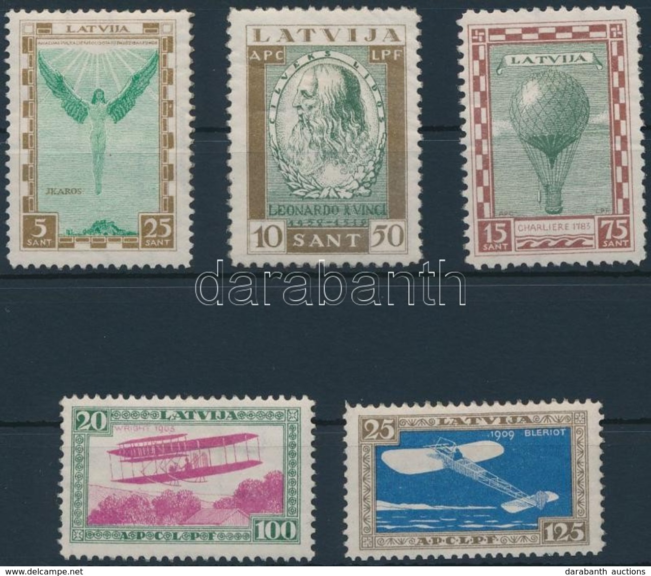 ** 1932 Repülő Alap (ráncok),
Airplane Set (creases)
Mi 210-214 - Altri & Non Classificati