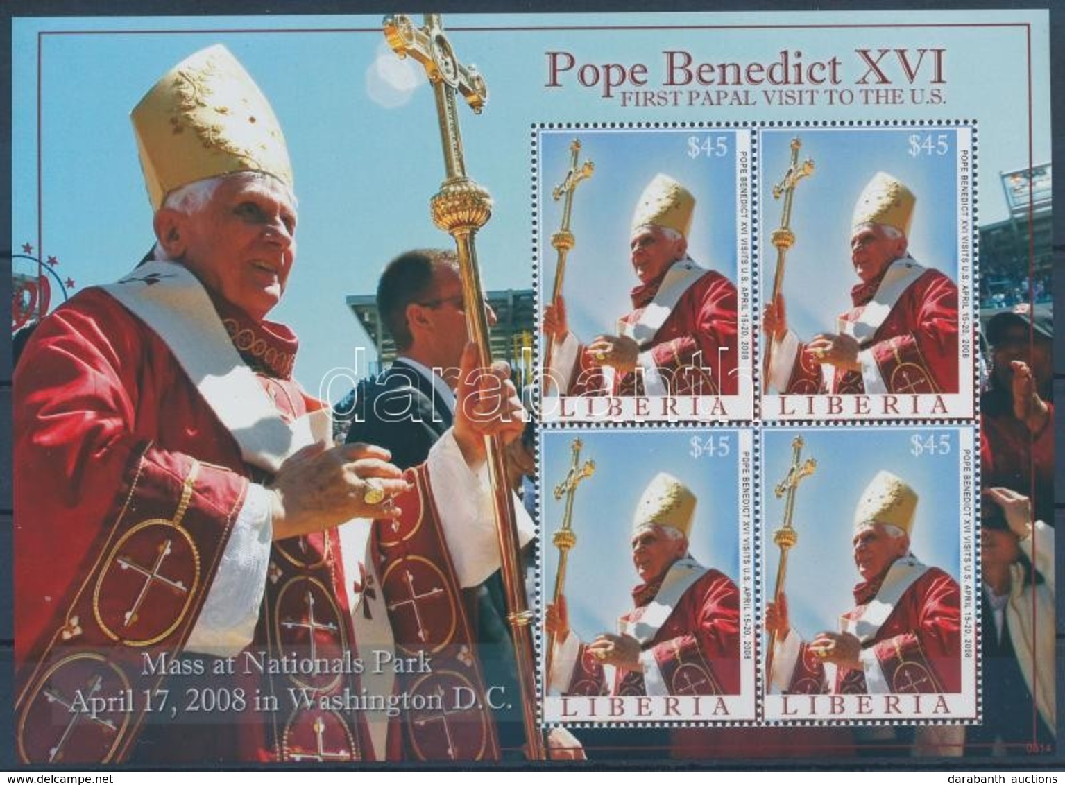 ** 2008 XVI. Benedek Pápa Kisív,
Pope Benedict XVI Minisheet
Mi 5397 - Altri & Non Classificati