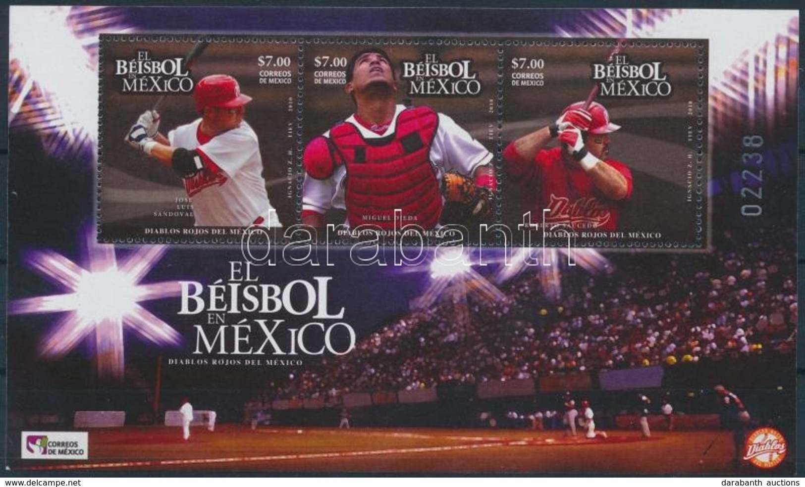 ** 2010 Baseball Mexikóban Blokk Mi 3559-3561 (betapadás, Törött Sarok) - Autres & Non Classés