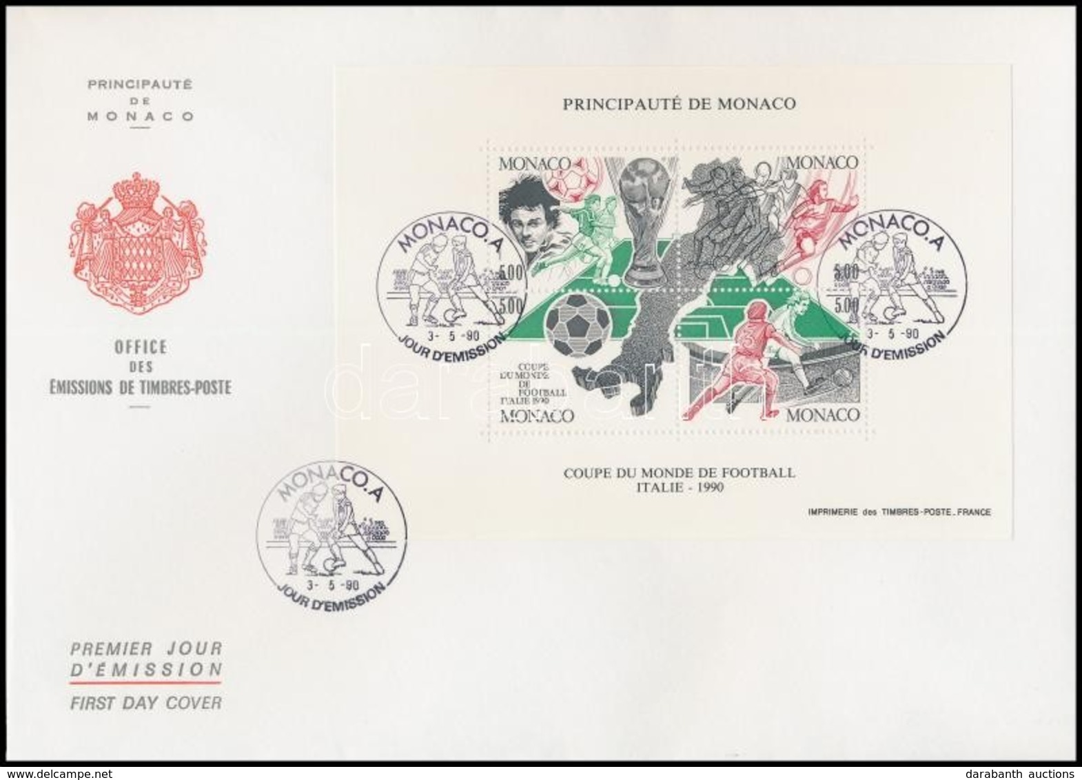 1990 Labdarúgó VB Blokk Mi 48 FDC-n - Autres & Non Classés