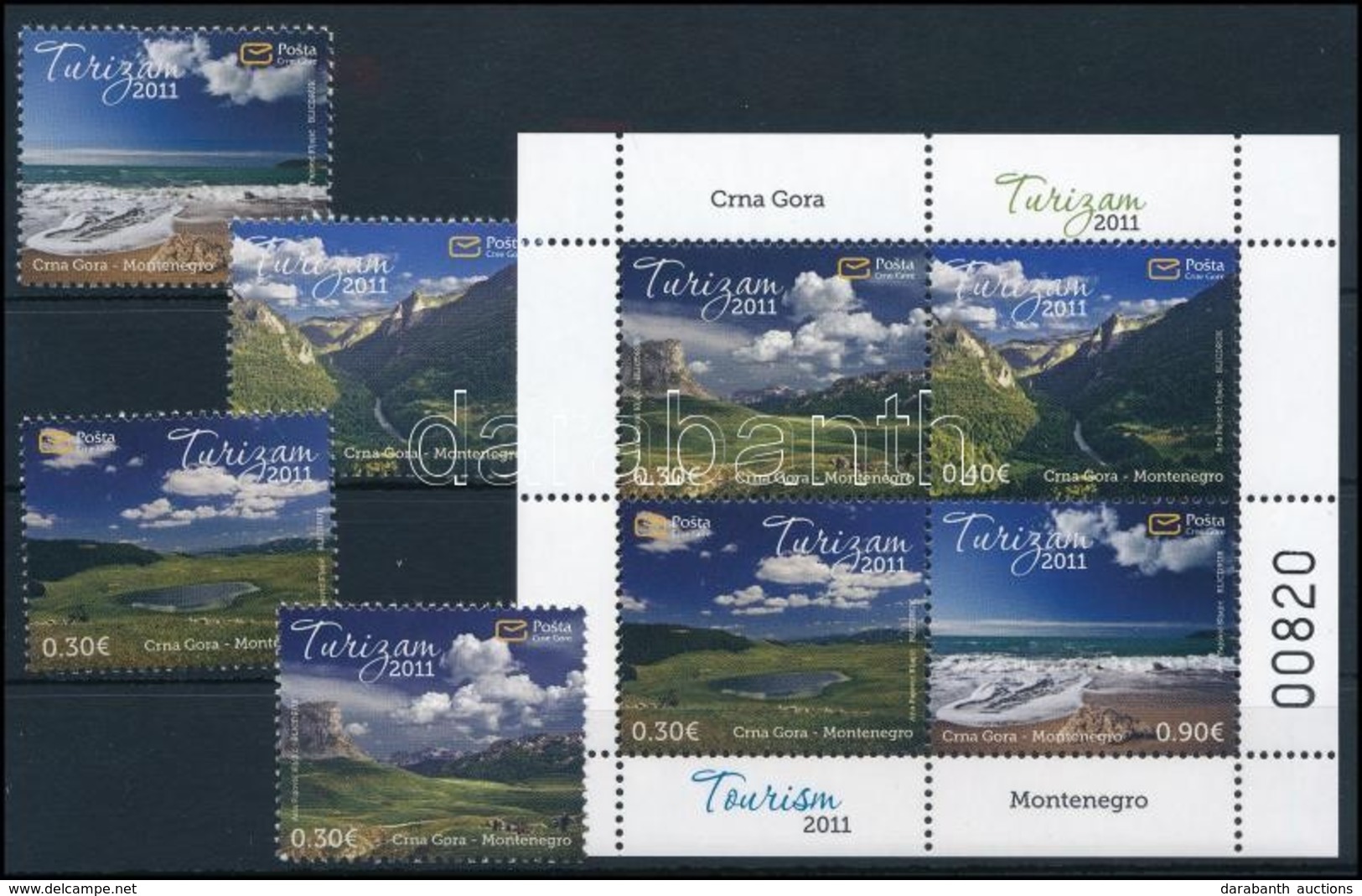 ** 2011 Turizmus Sor + Kisív,
Tourism Set + Minisheet
Mi 268-271 - Altri & Non Classificati