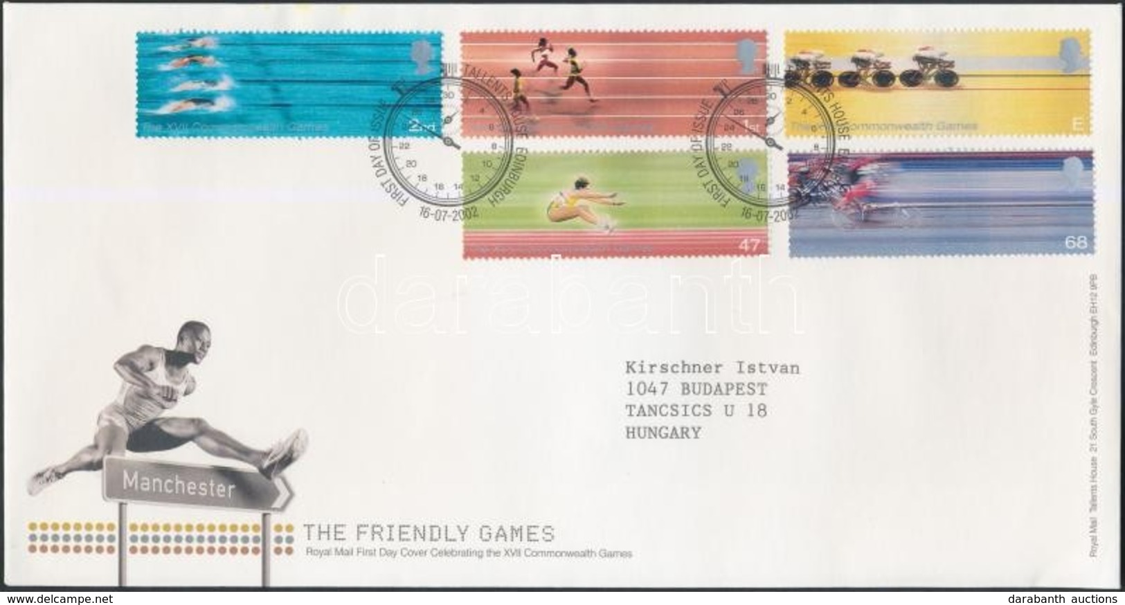 2002 Nemzeti Játékok Manchester Sor Mi 2033-2037 FDC-n - Otros & Sin Clasificación