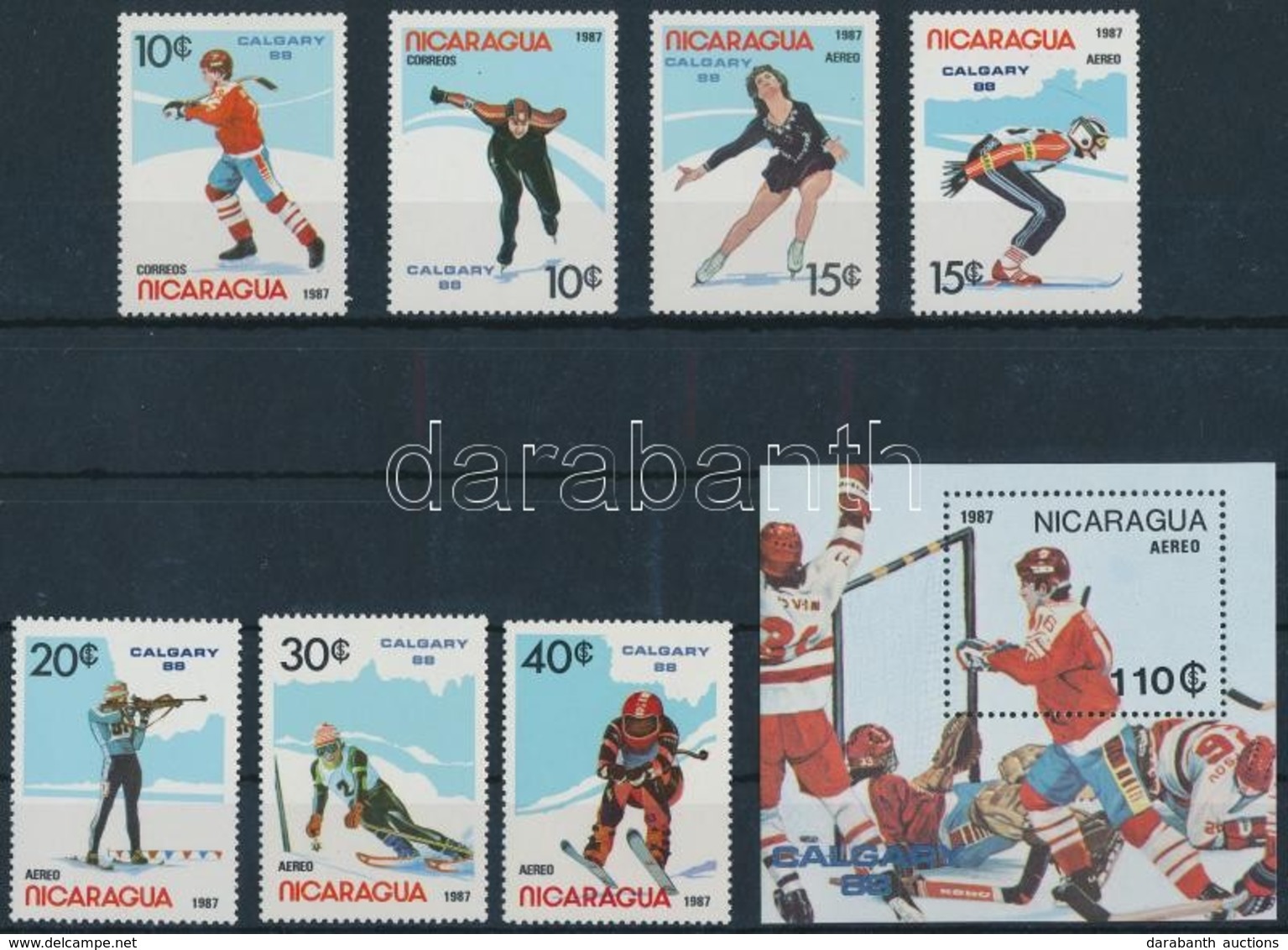 ** 1987 Téli Olimpia Sor Mi 2738-2744 + Blokk Mi 172 - Altri & Non Classificati