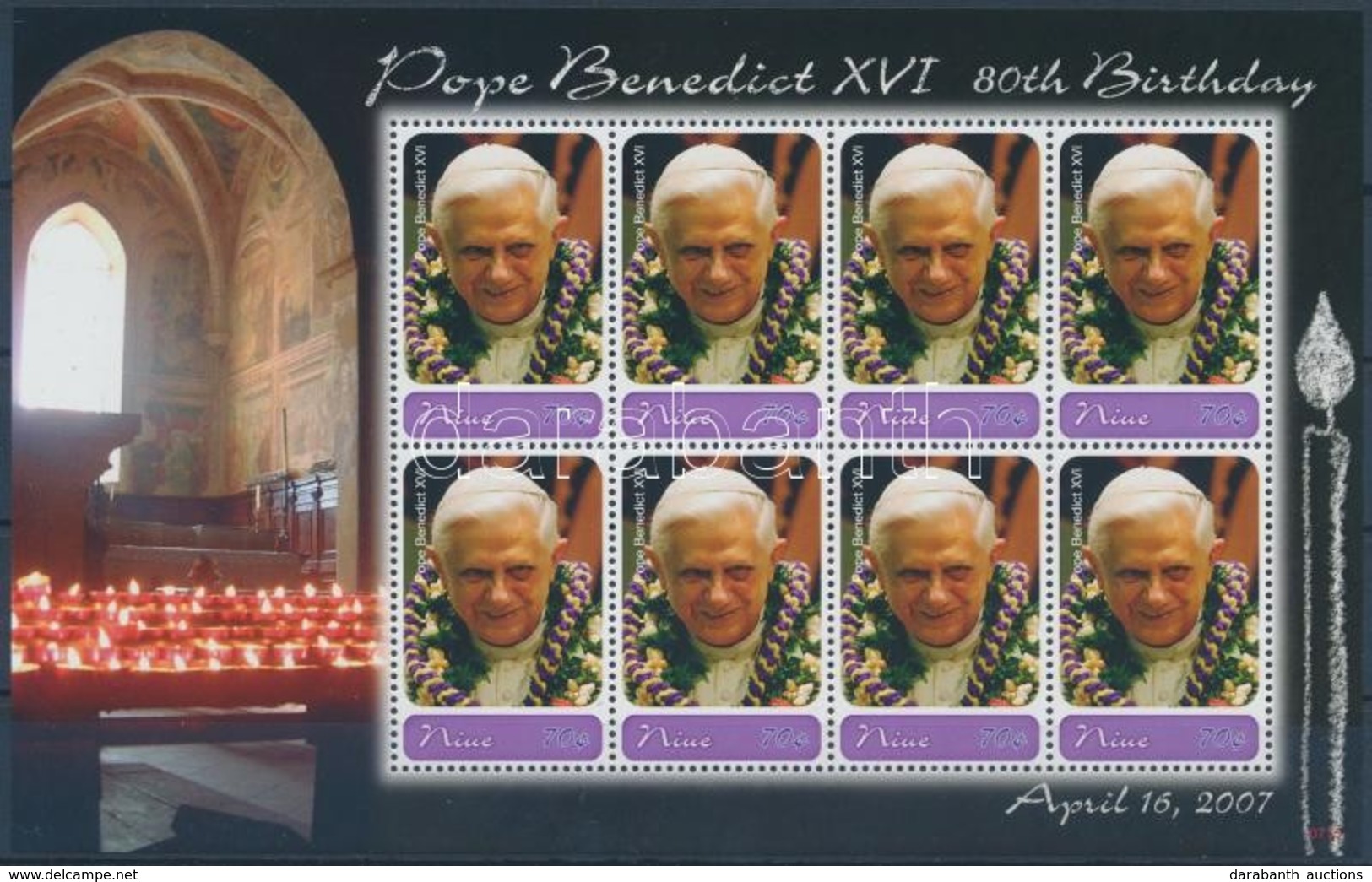 ** 2007 XVI. Benedek Pápa Kisív,
Pope Benedict XVI Minisheet
Mi 1150 - Otros & Sin Clasificación