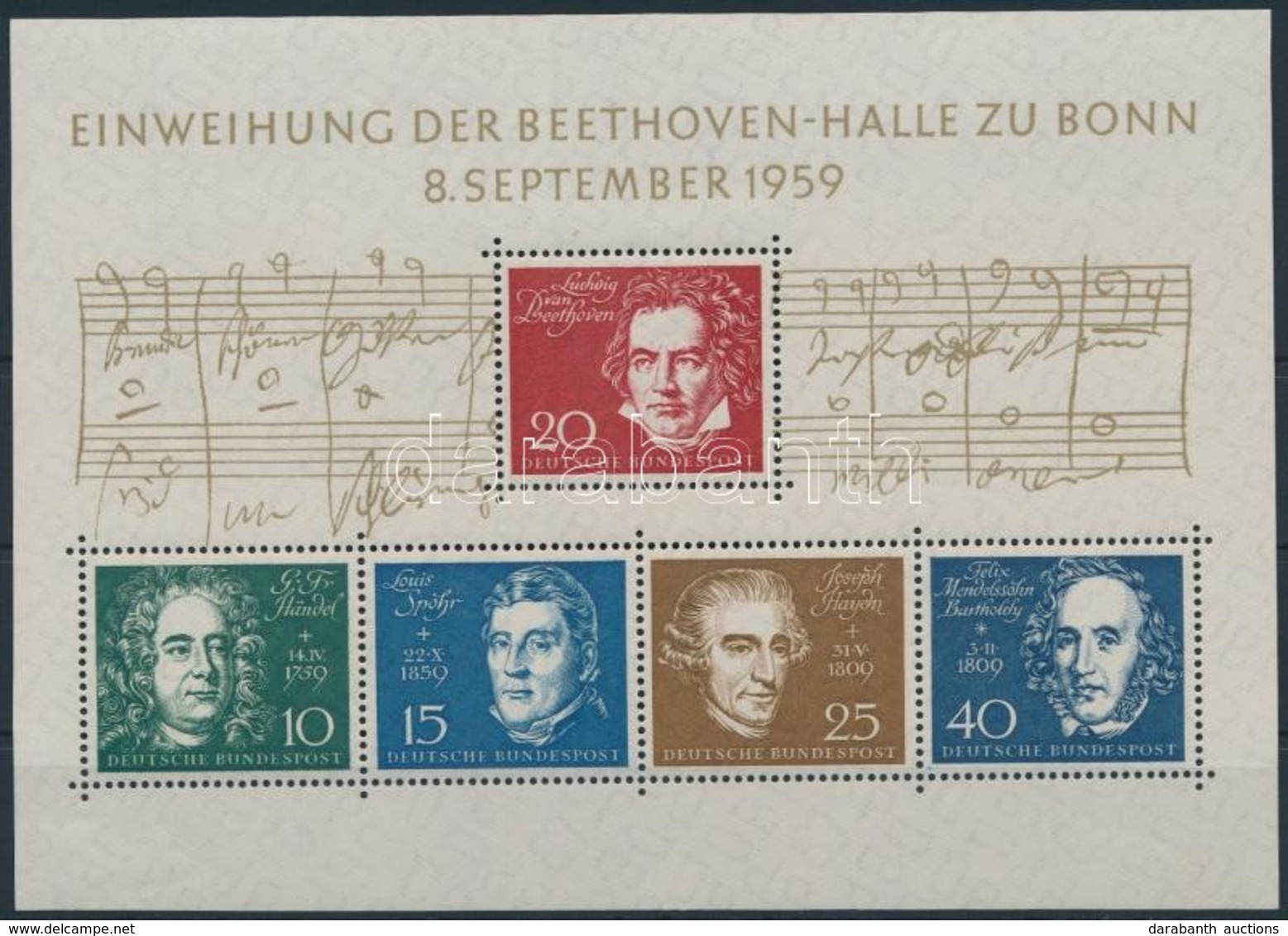 ** 1959 A Bonni Beethoven-csarnok Blokk Mi 2 - Autres & Non Classés