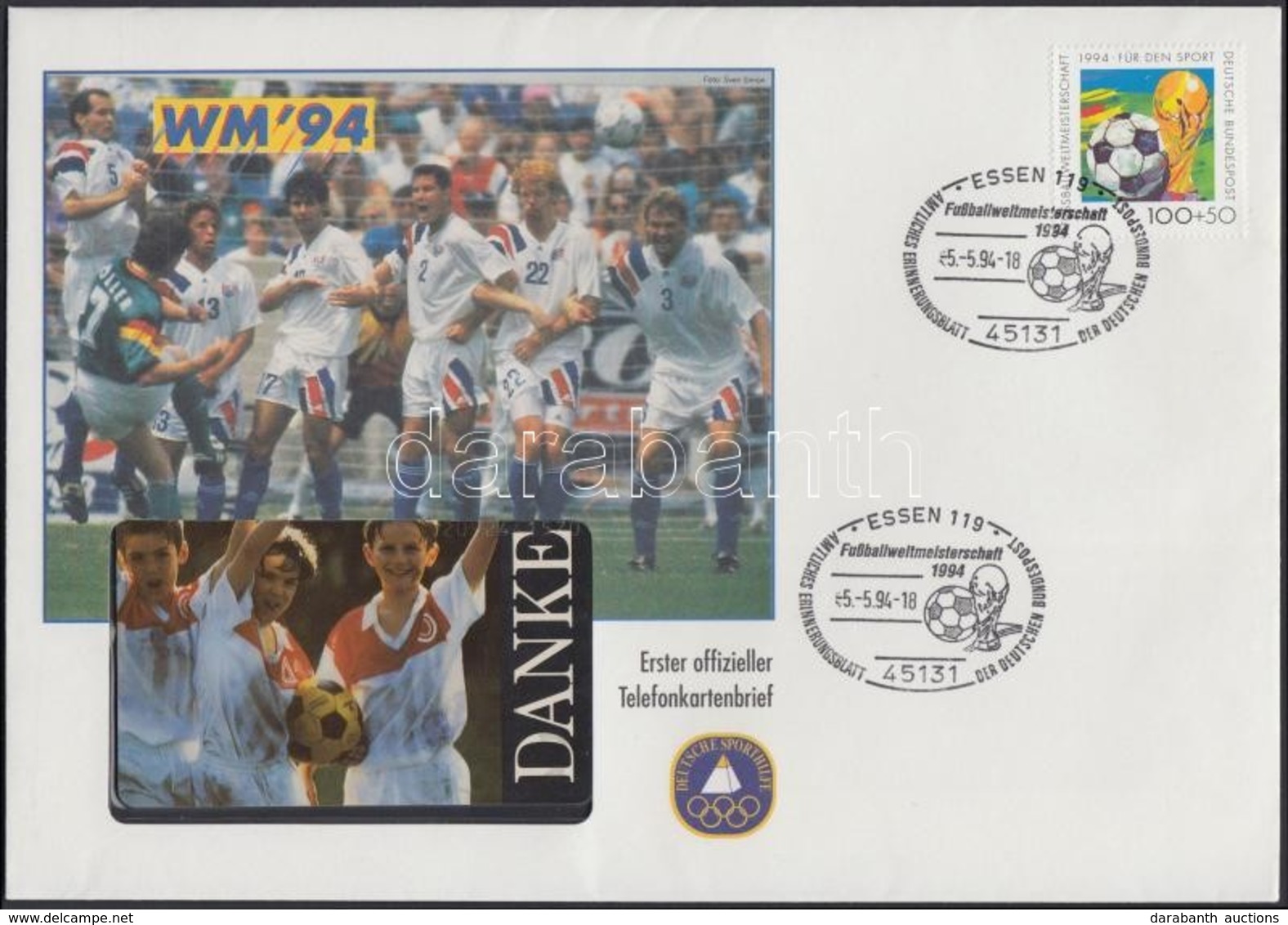 ** 1994 Labdarúgó VB, USA Bélyeg Mi 1718 + FDC + Bélyegfüzet + Emléklap + ETB (első Hivatalos Telefonkártya Levél) - Altri & Non Classificati