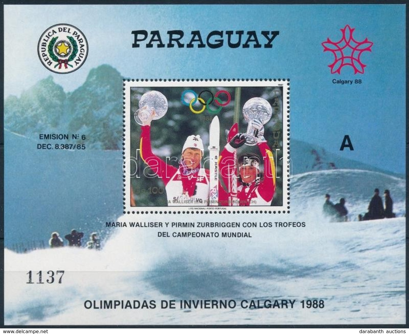 ** 1987 Téli Olimpia, 1988 Calgary Blokk Mi 446 - Autres & Non Classés