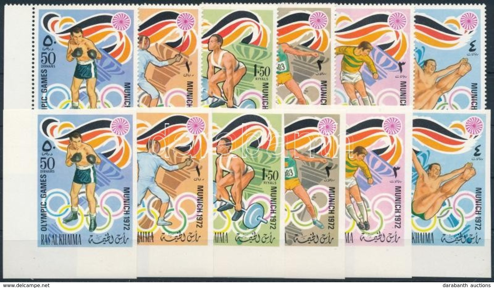 ** 1972 Nyári Olimpia Fogazott és Vágott Sor Mi 649-654 + Blokksor Mi 649-654 + 116 A-B - Autres & Non Classés