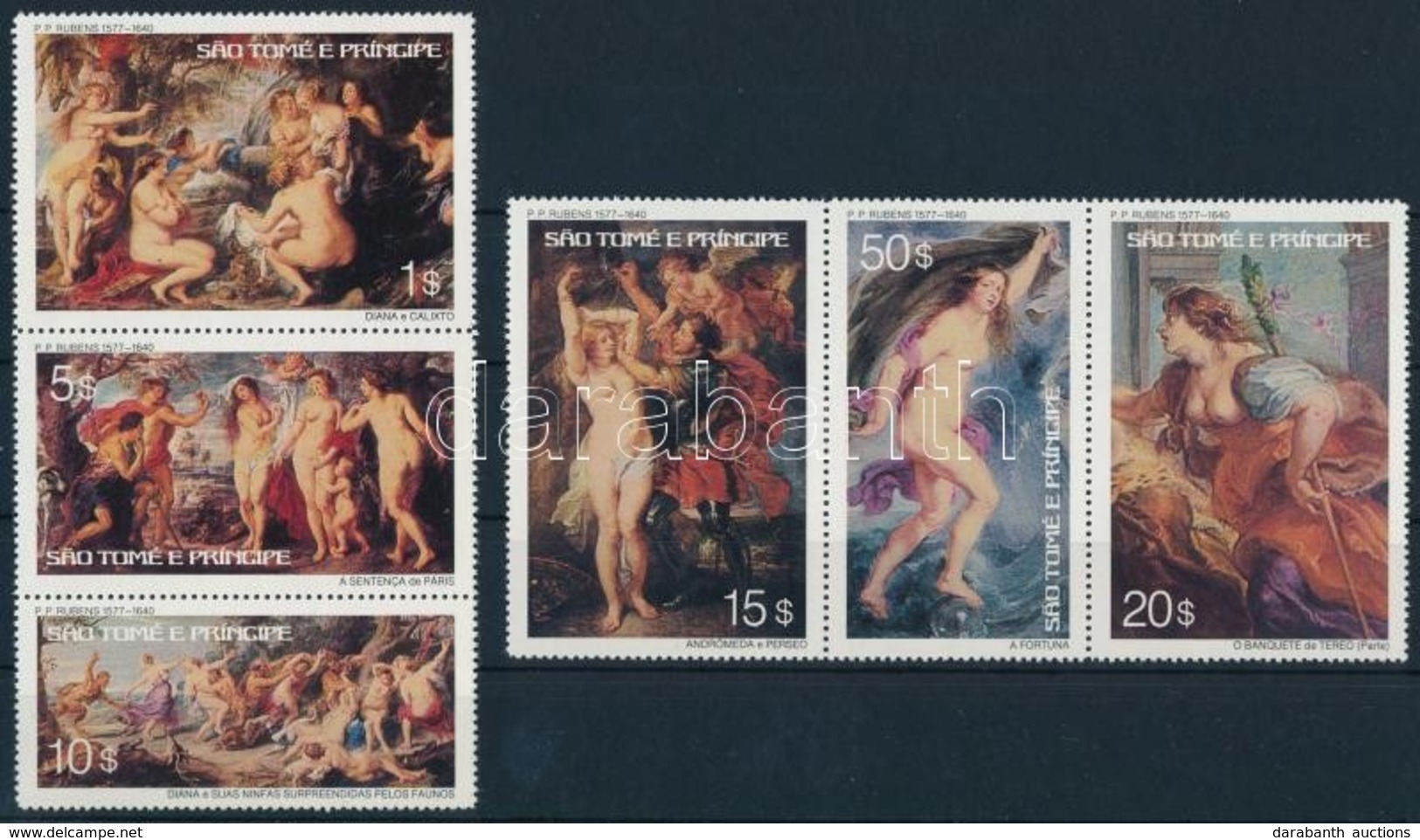 ** 1977 Rubens Festmény Sor Hármascsíkokban,
Rubens Paintings Set Stripe Of 3
Mi 452-457 - Autres & Non Classés