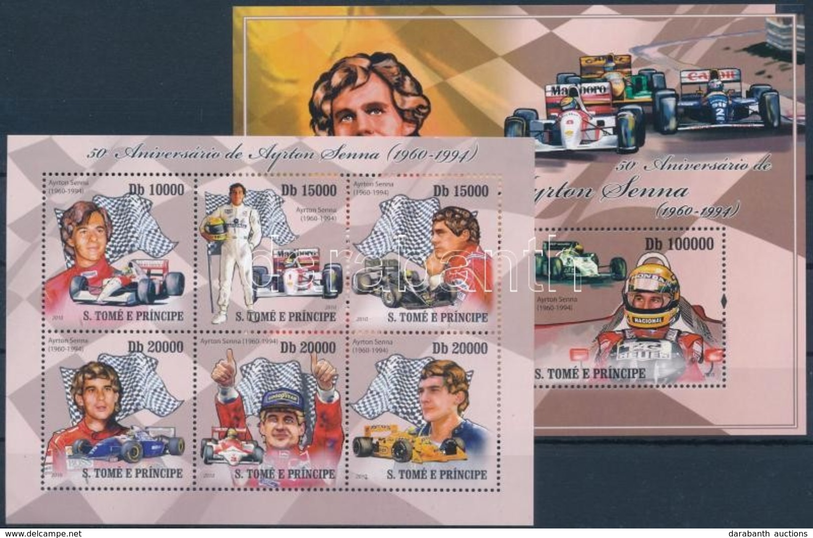 ** 2010 50 éve Született Ayrton Senna Kisív + Blokk Mi 4327-4332 + 745 - Autres & Non Classés