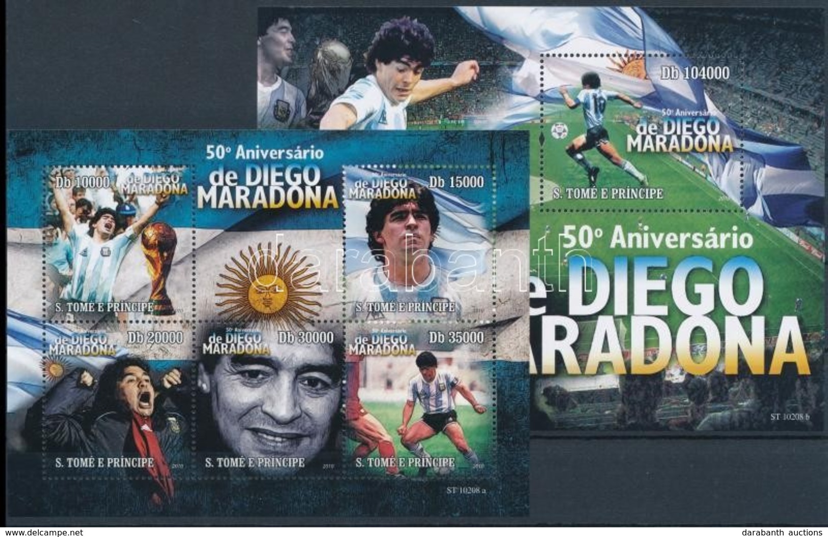 ** 2010 50 éve Született Diego Maradona Kisív Mi 4400-4404 + Blokk Mi 758 - Autres & Non Classés