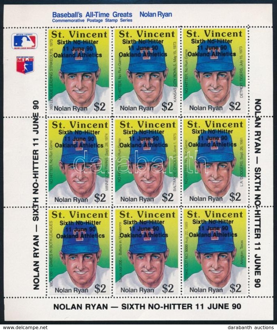 ** 1990 Baseball Felülnyomott Kisív Sor Mi 1537-1538 I - Autres & Non Classés