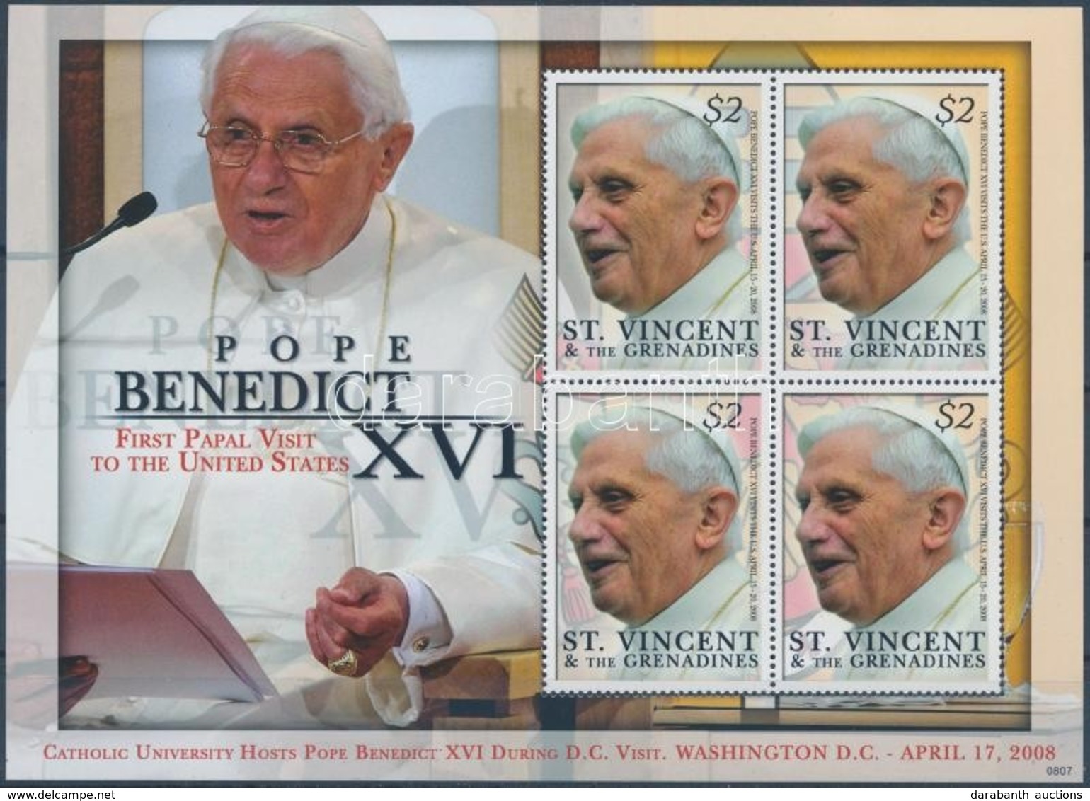 ** 2008 XVI. Benedek Pápa Kisív,
Pope Benedict XVI Minisheet
Mi 6464 - Autres & Non Classés