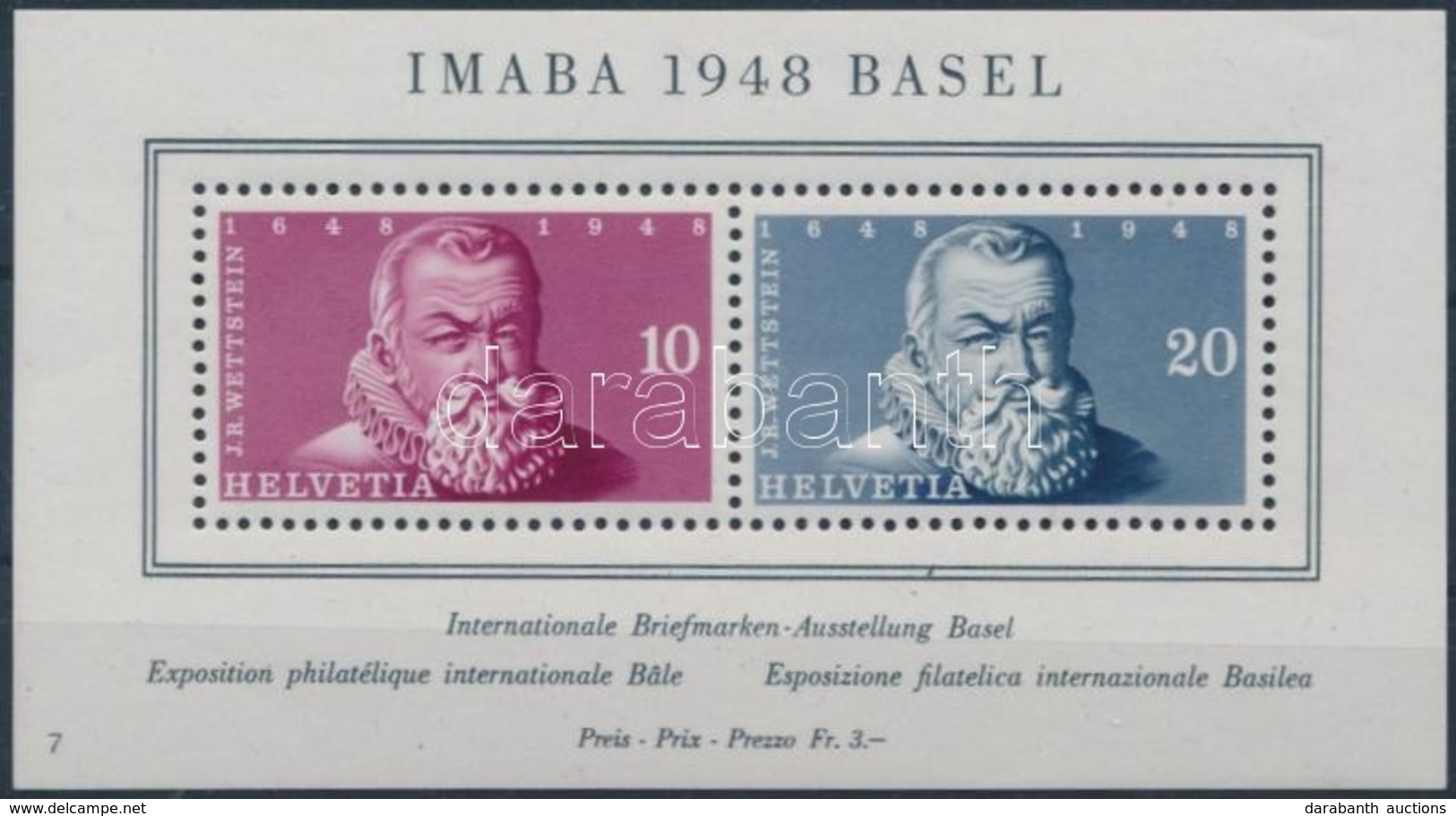 ** 1948 Nemzetközi Bélyegkiállítás Blokk Mi 13 (Mi EUR 90,-) - Otros & Sin Clasificación