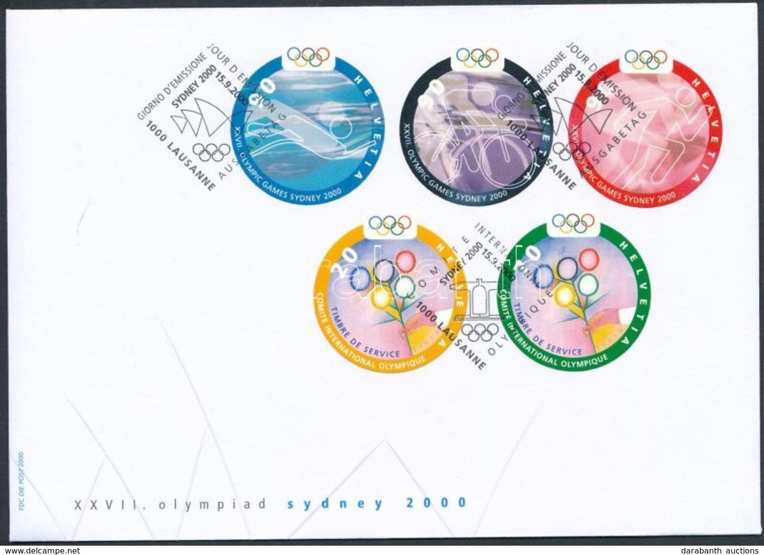 2000 Nyári Olimpia, Sydney Sor Mi 1735-1737 + Nemzetközi Olimpiai Bizottság Mi 1-2 FDC-n - Otros & Sin Clasificación