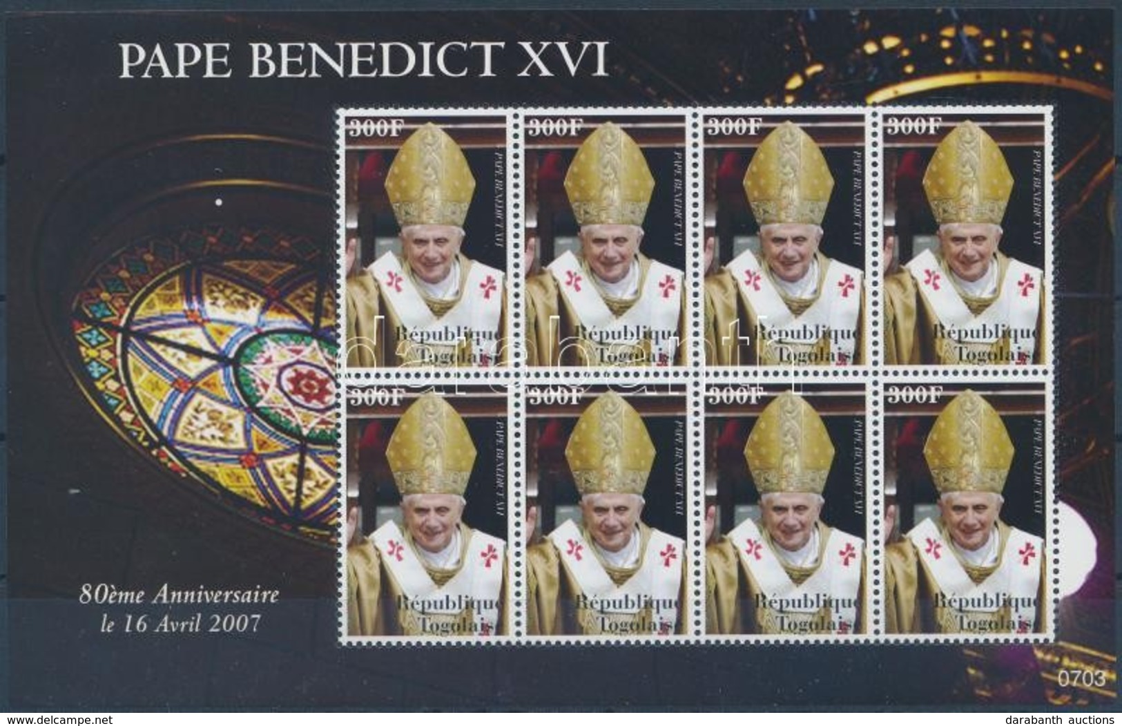 ** 2008 XVI. Benedek Pápa Kisív,
Pope Benedict XVI Minisheet
Mi 3369 - Altri & Non Classificati