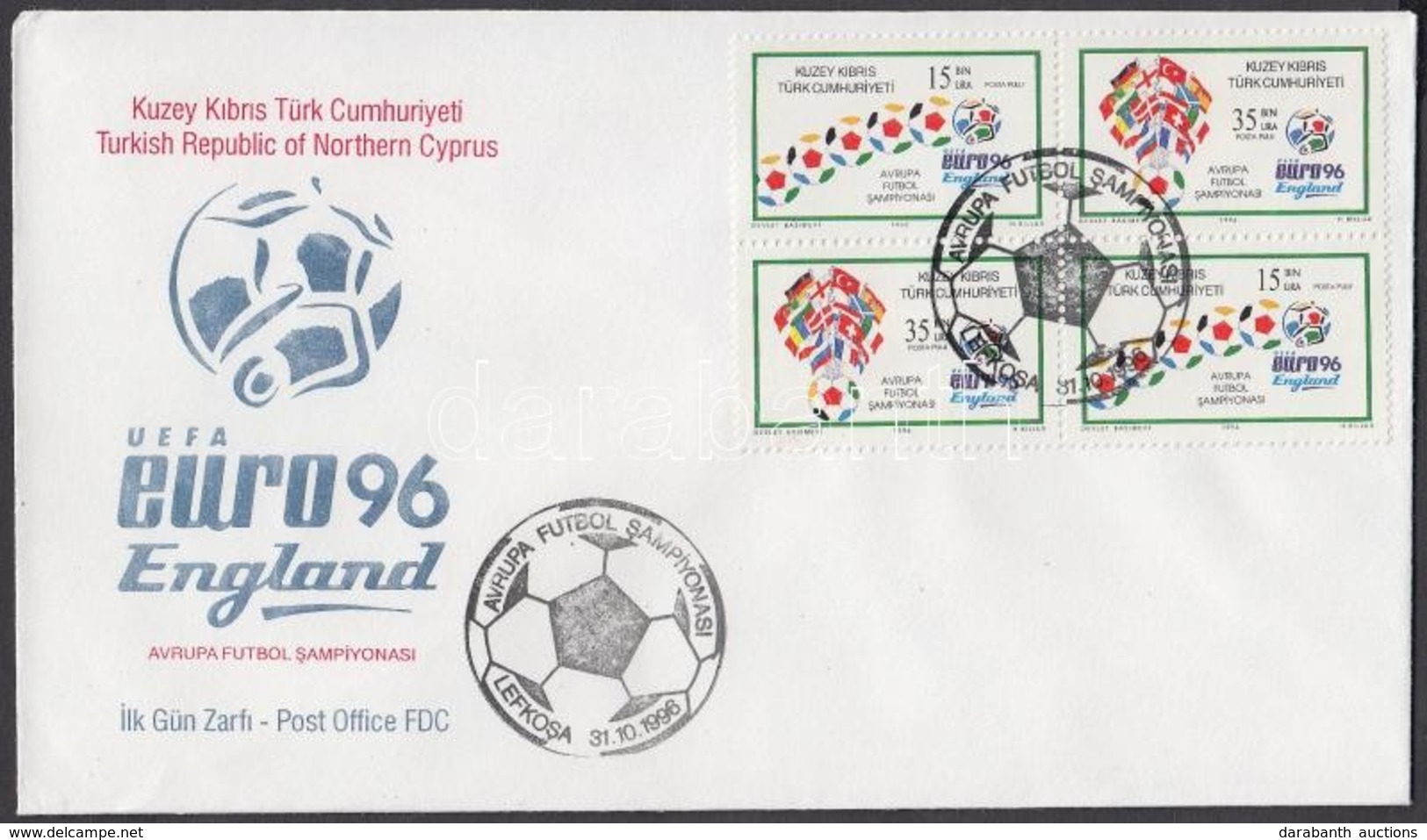 1996 Labdarúgó Európabajnokság Sor Négyestömbben FDC-n Mi 436-437 - Otros & Sin Clasificación