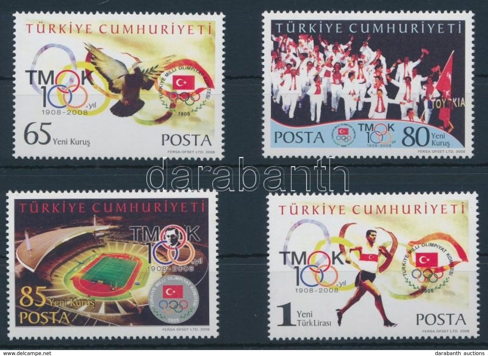 ** 2008 100 éves A Nemzeti Olimpiai Bizottság Sor Mi 3667-3670 - Altri & Non Classificati