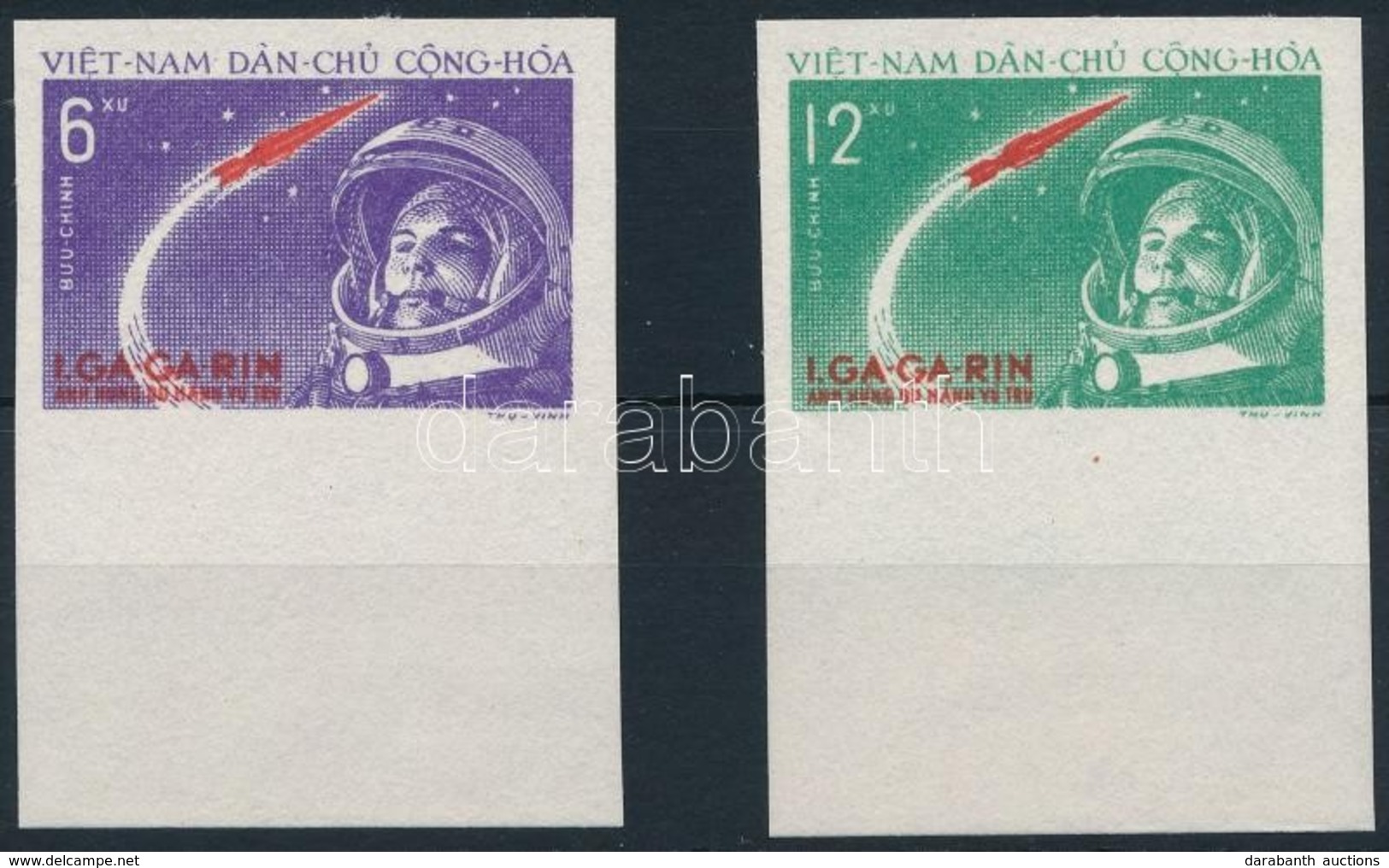 ** 1961 Gagarin ívszéli Vágott Sor Mi 166 U-167 U - Autres & Non Classés