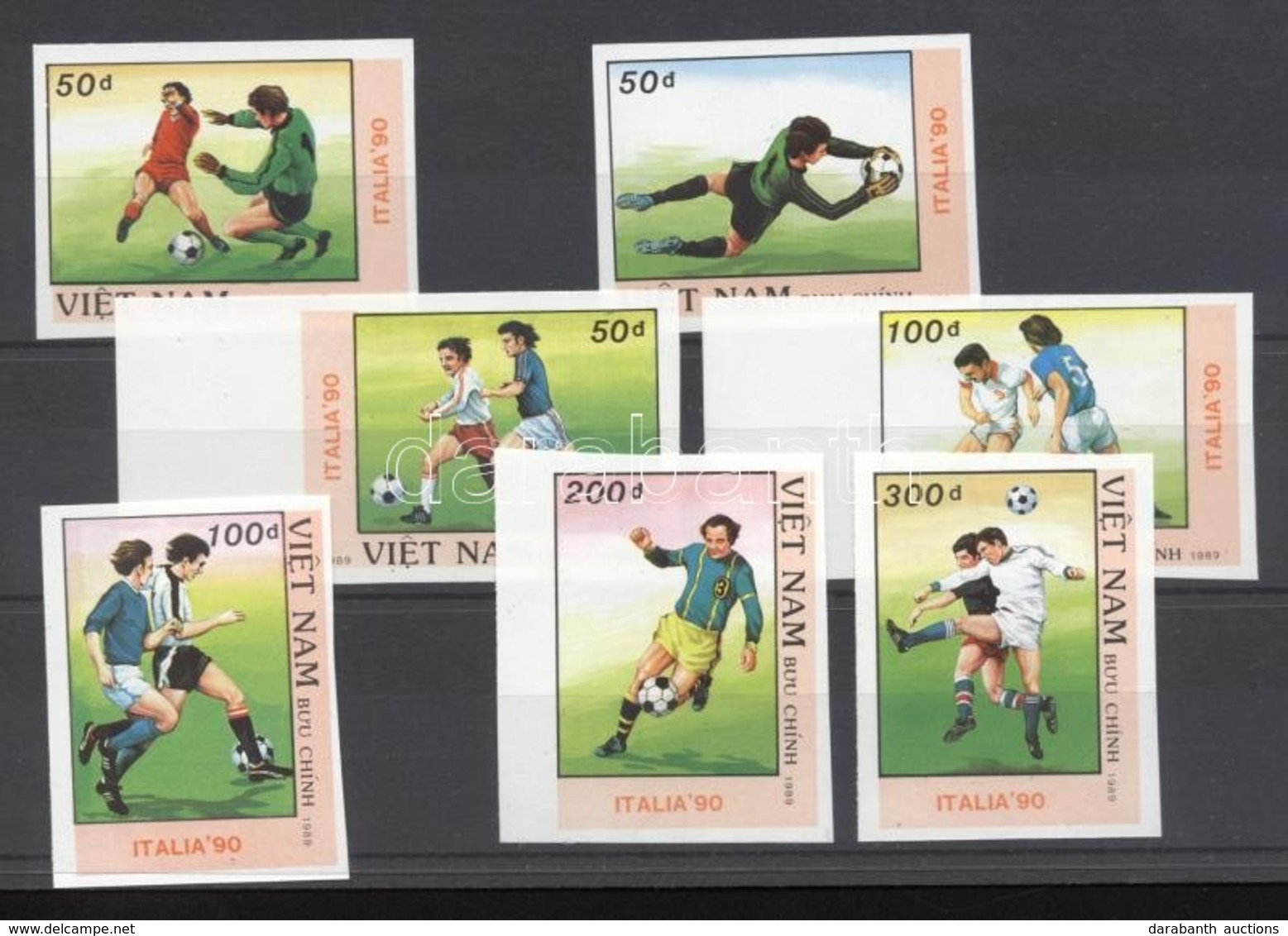 ** 1989 Futball Világbajnokság, Olaszország (I.) Vágott Sor Mi 2080-2086 - Autres & Non Classés