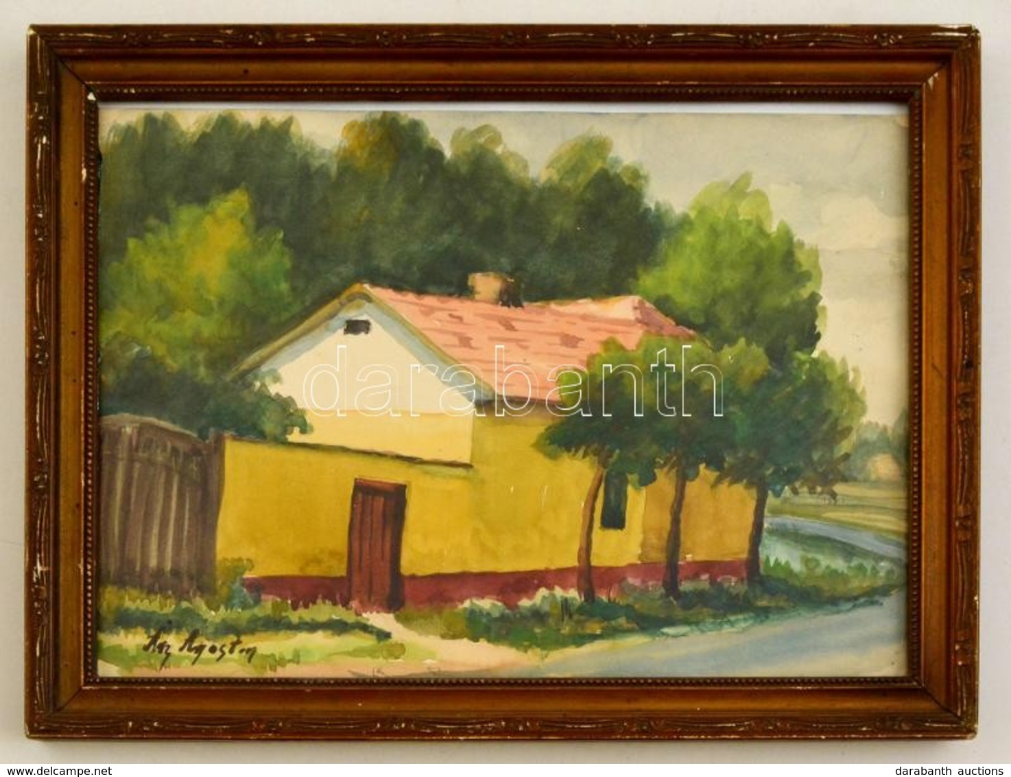 Ács Jelzéssel: Sarokház. Akvarell, Papír, üvegezett Keretben, 22×31 Cm - Altri & Non Classificati