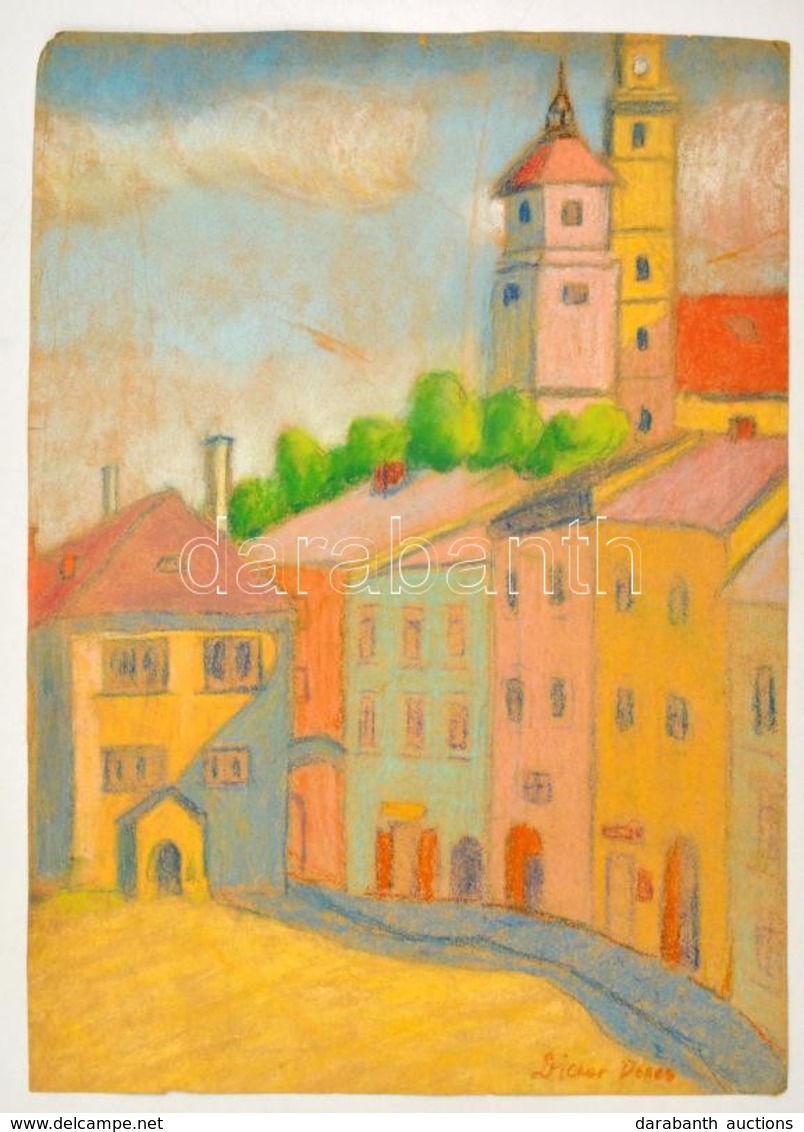 Diener Jelzéssel: Utcarészlet. Pasztell, Papír, 41×30 Cm - Altri & Non Classificati