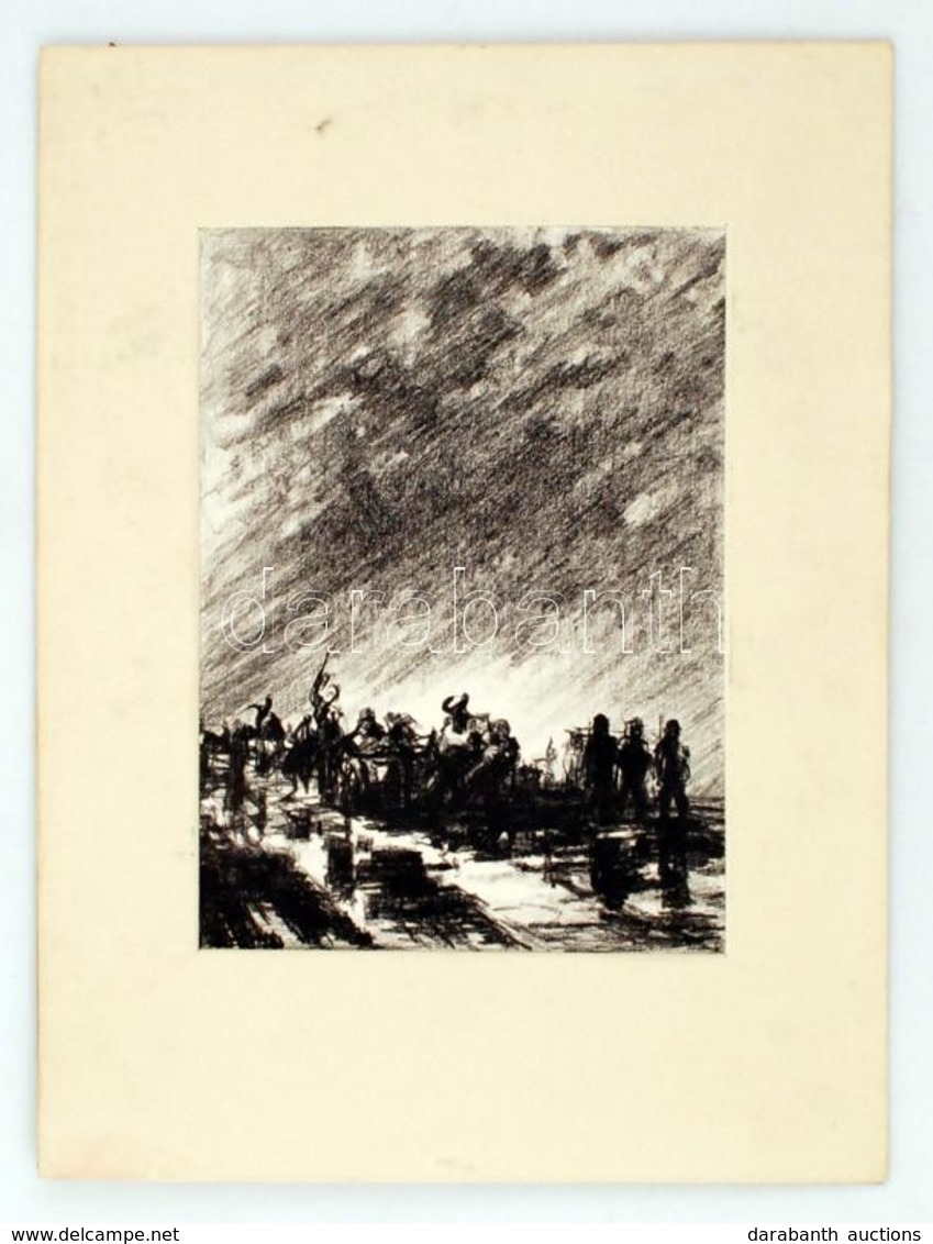 Ék Sándor (1902-1975): Memento 4. Kőnyomat (lithográfia) Jelzett. Műcsarnoki Kiállítás Anyagából. Paszpartuban, Képméret - Autres & Non Classés