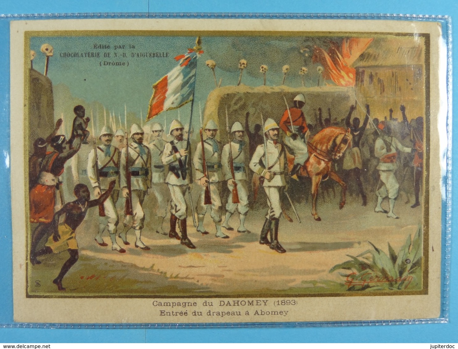 Chocolat D'Aiguebelle Campagne De Dahomey (1893) Entrée Du Drapeau à Abomey (13,5 Cm X 9,5 Cm) /4/ - Aiguebelle